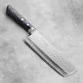 Masutani VG10 Hammered Damascus 6.7" Tall Nakiri, Blue Handle
