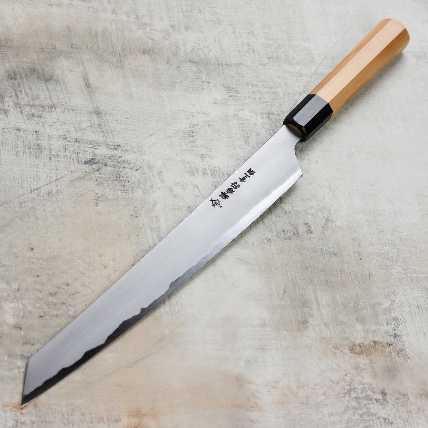 Takayuki x Itsuo Doi Homura Aogami #2 11.8" Kengata Yanagiba with Saya
