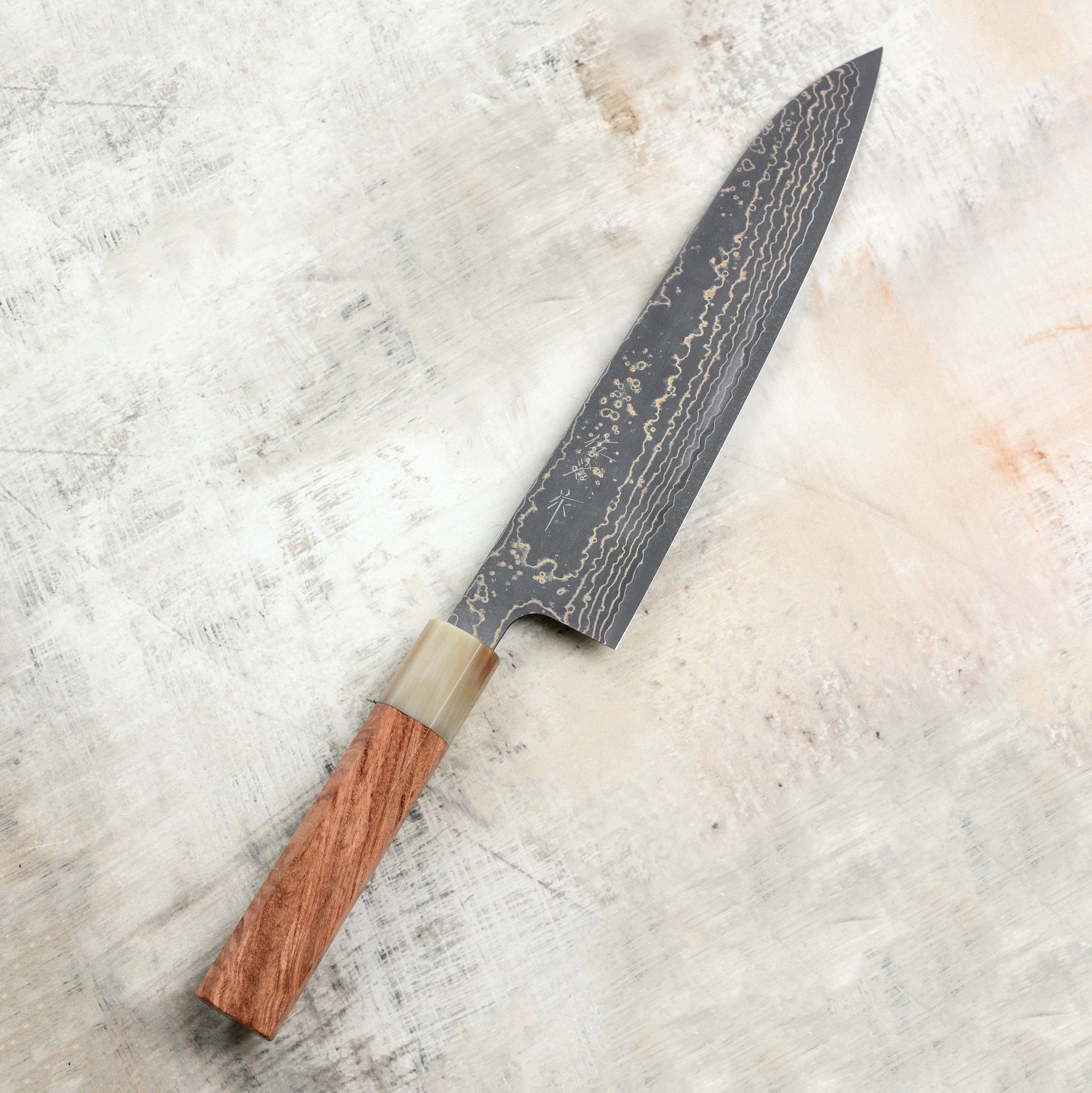 Saji Black Gold Damascus 8.25" Gyuto, Quince Wood