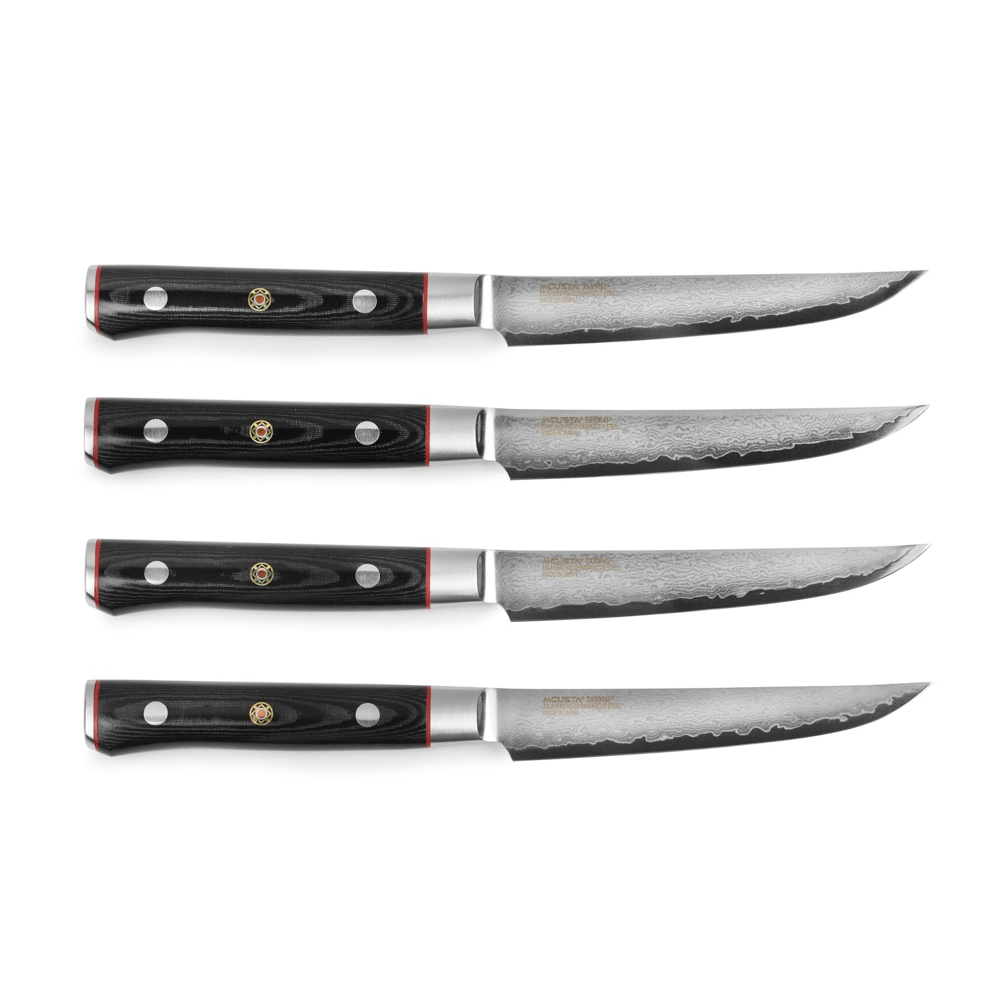 Zanmai Classic Pro Zebra Damascus 4 Piece Steak Knife Set