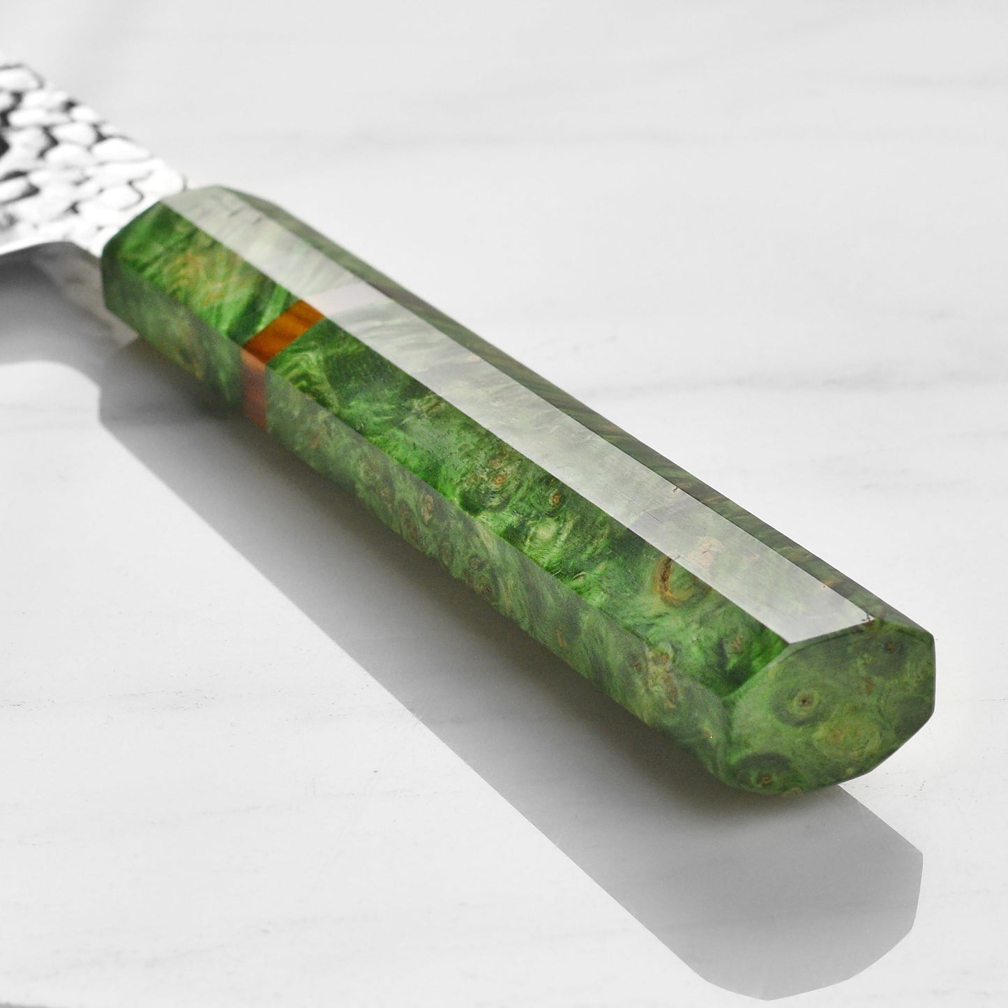 Takayuki Tsuchime Damascus 6.7" Nakiri, Green Stabilized Handle