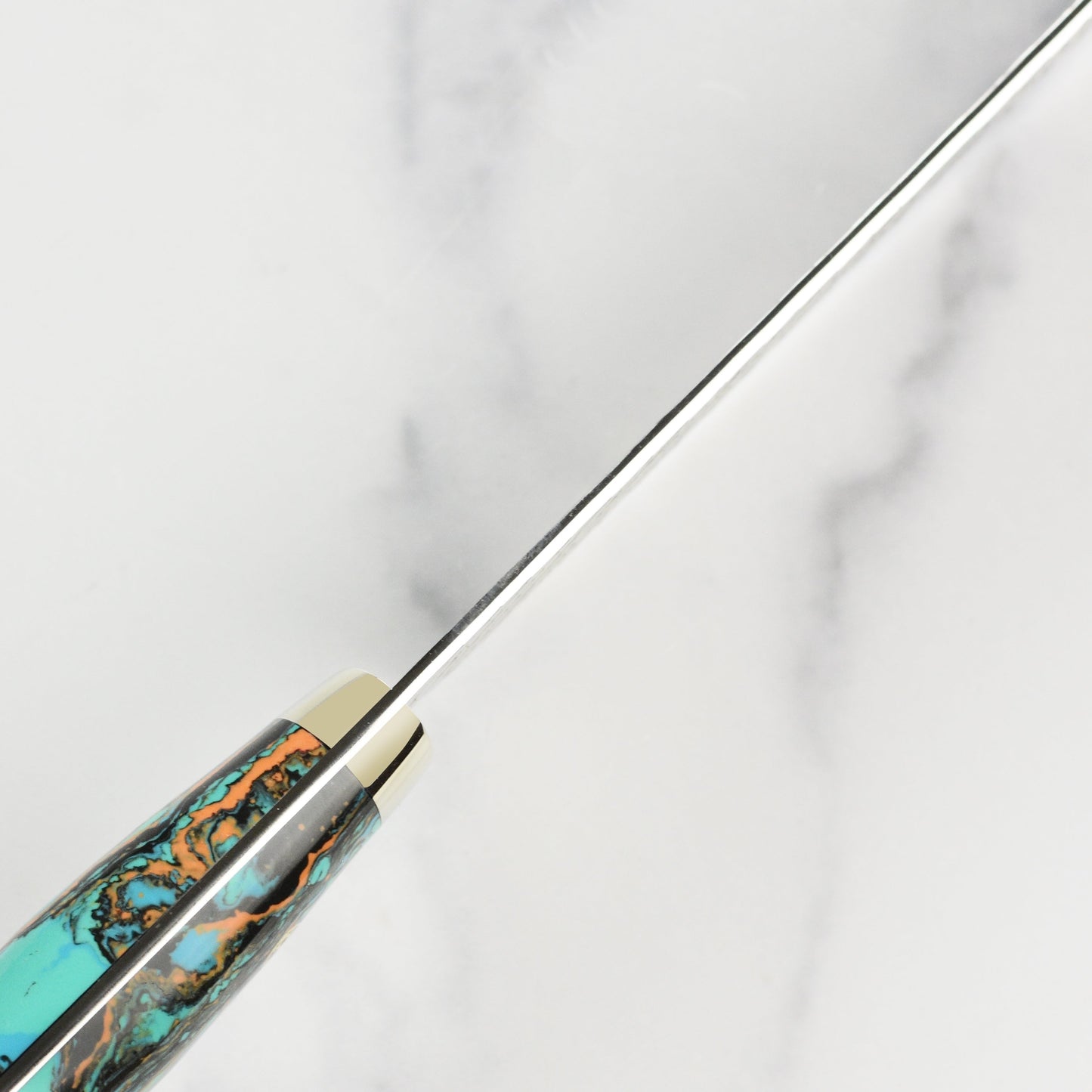 Nigara SG2 Migaki Tsuchime 7" Kiritsuke Nakiri, Marbled Turquoise