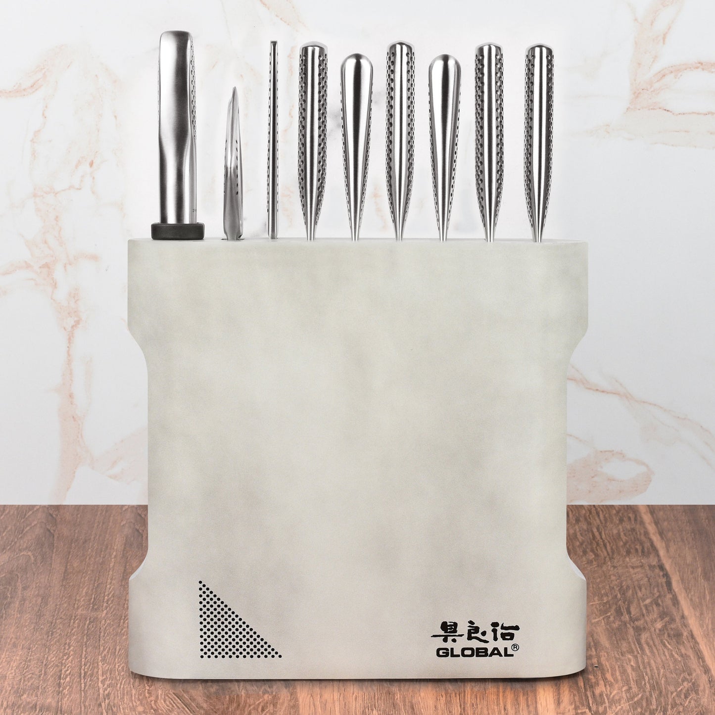 Global Kanpeki 10 Piece Knife Block Set, Cement Gray
