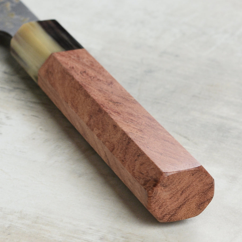 Saji Black Gold Damascus 6.7" Bunka, Quince Wood