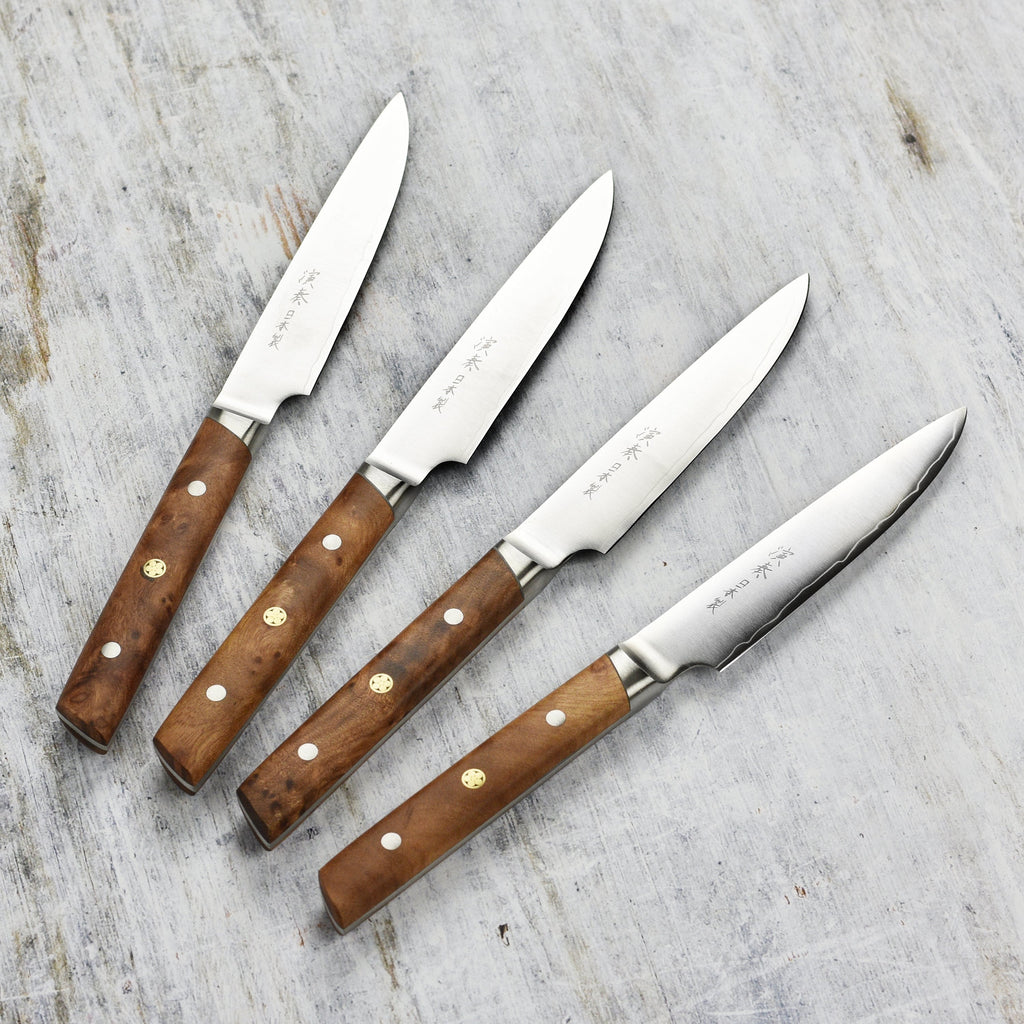 Enso Modern 4 Piece Steak Knife Set, Birchwood