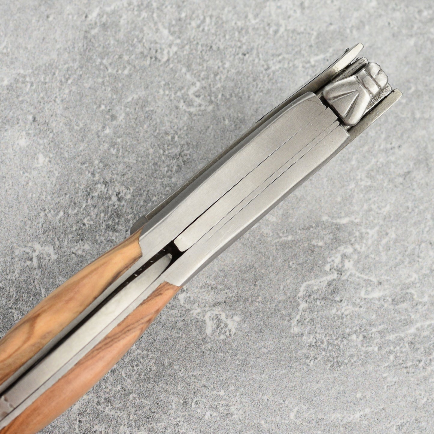 Laguiole en Aubrac Sommelier Stainless Steel Corkscrew with Olive Wood Handle