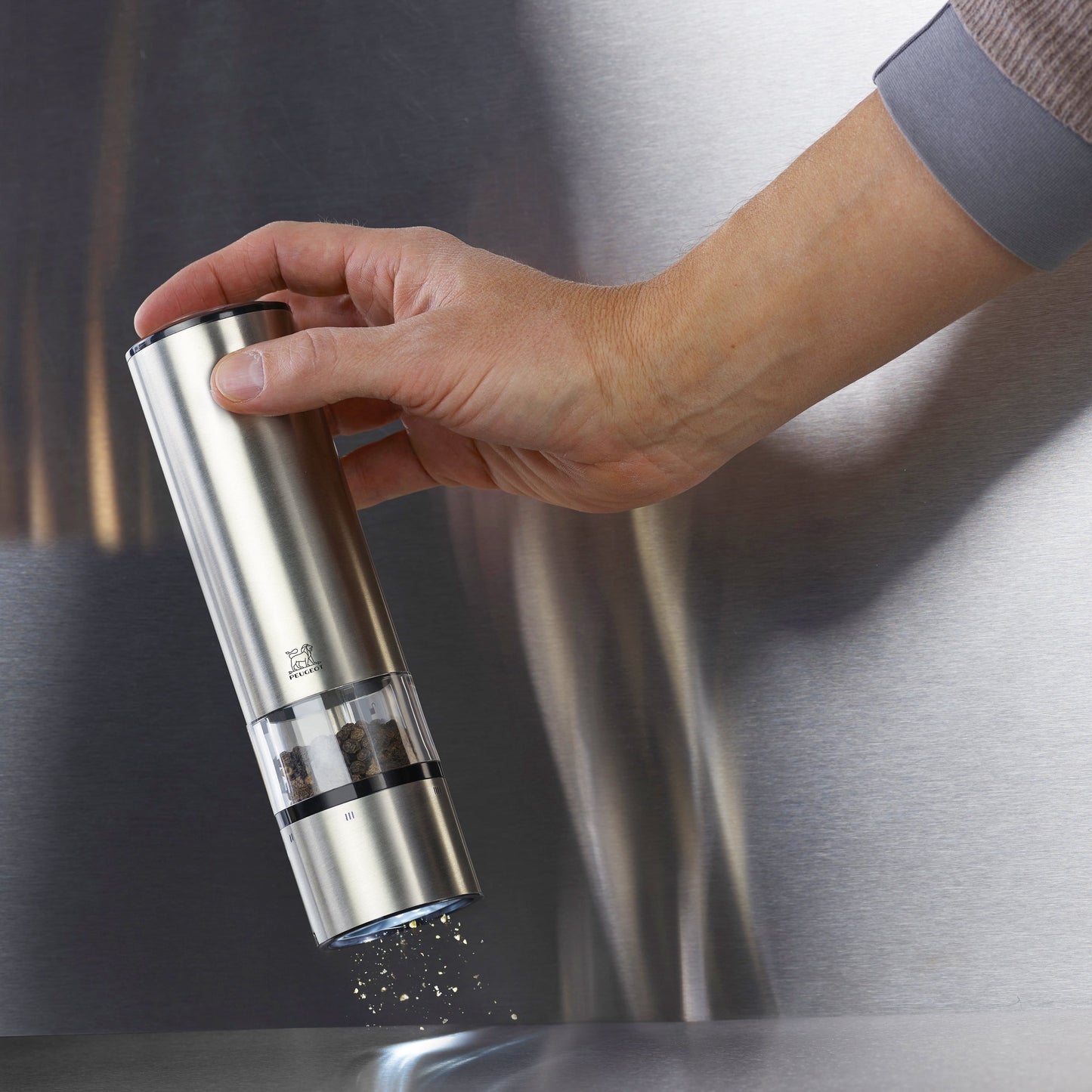 Peugeot Elis Sense 8" Stainless Steel Electric Salt & Pepper Mill Set