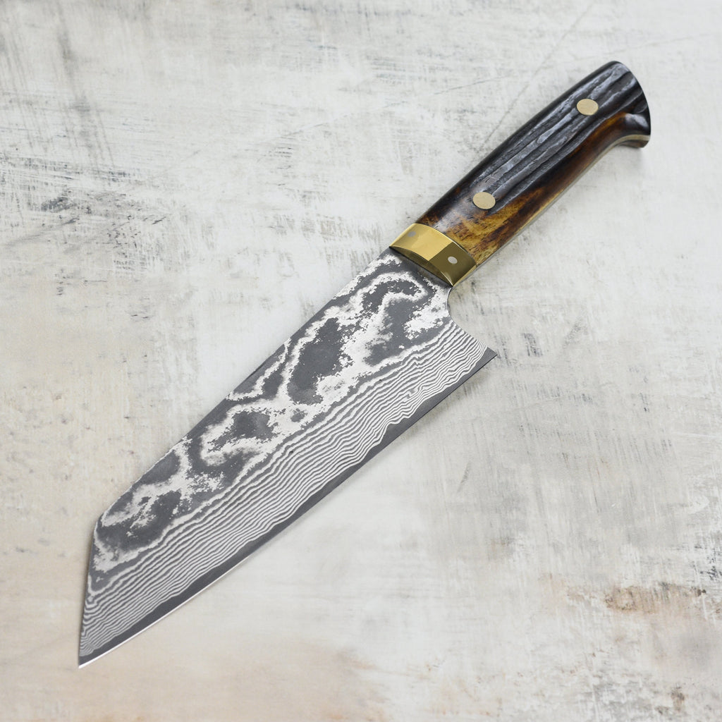 Saji VG10 Black Damascus 7" Bunka with Horn Handle