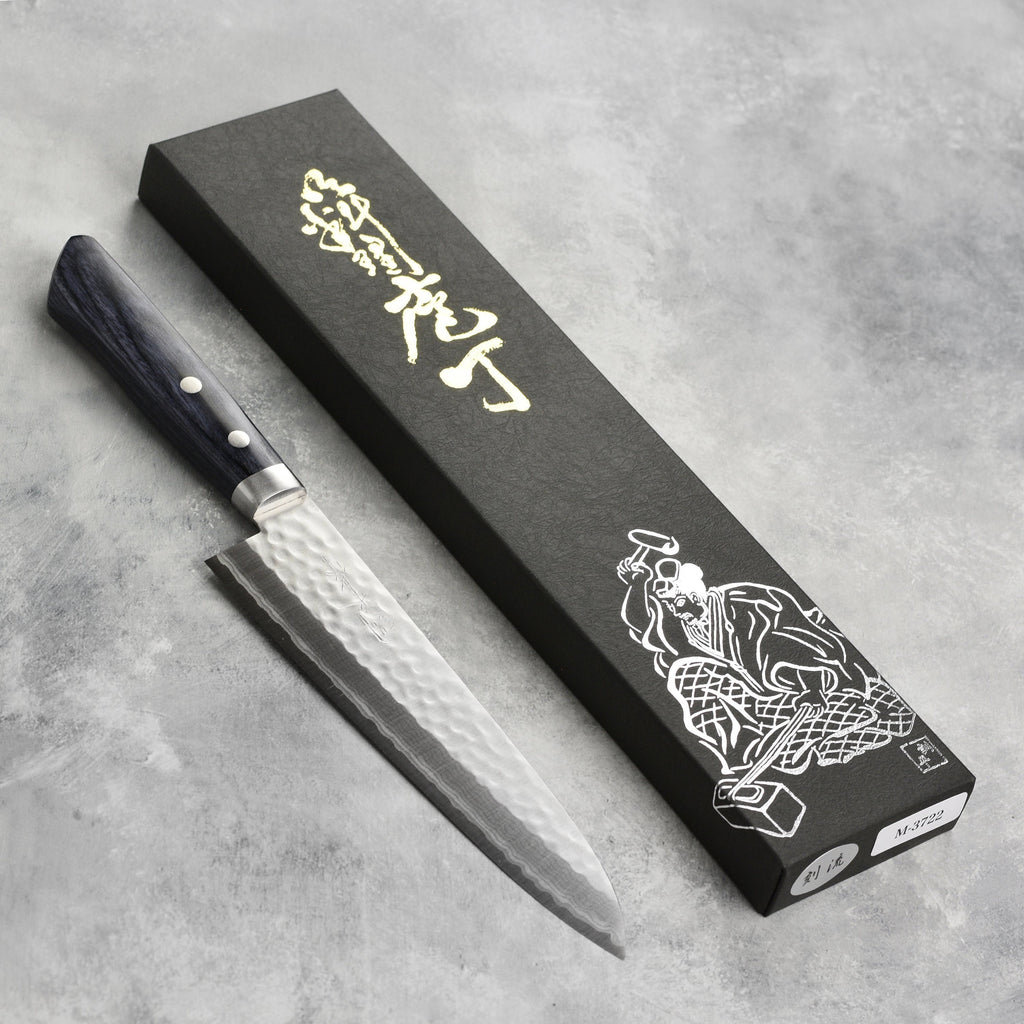 Masutani VG10 Hammered Damascus 7" Gyuto, Blue Handle
