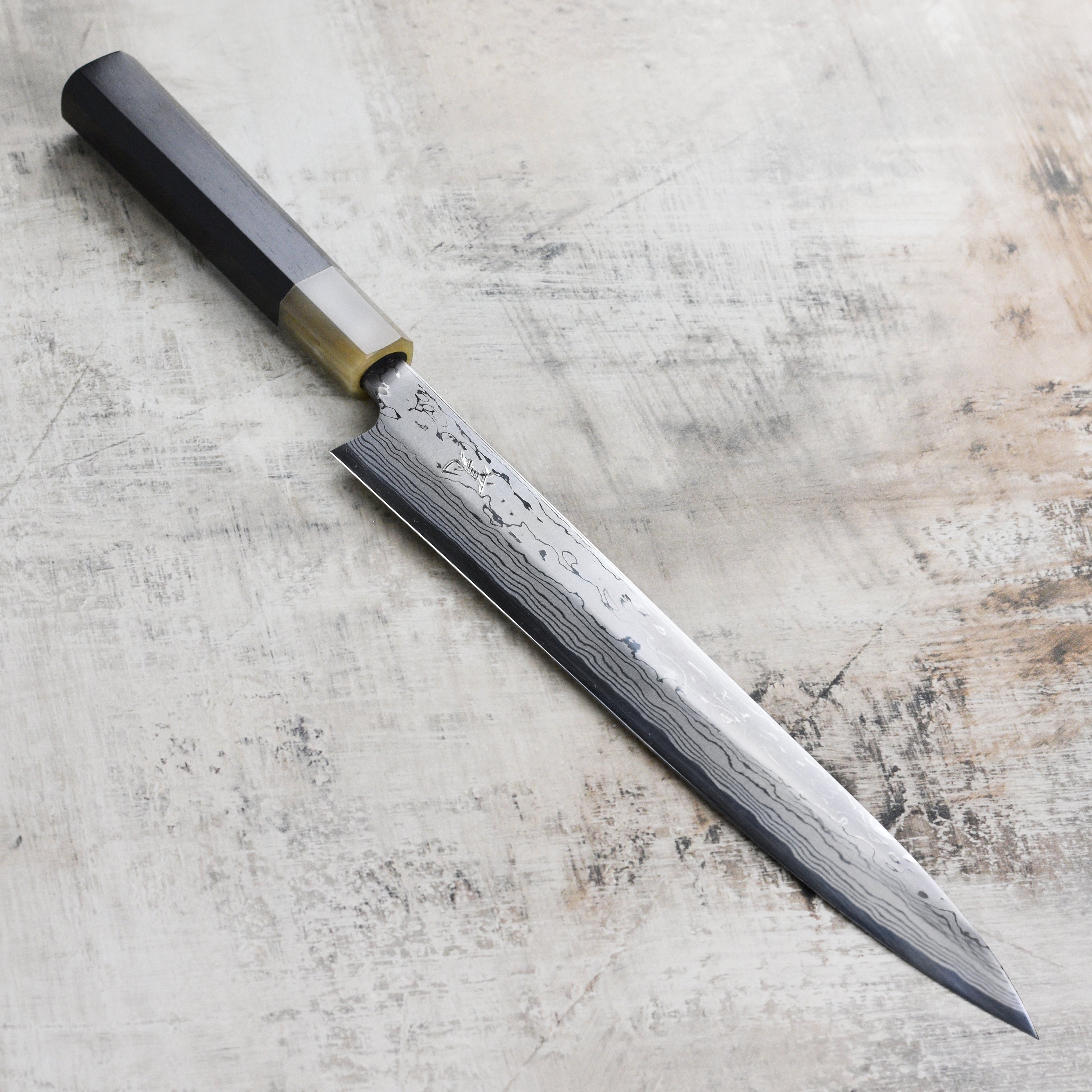 Hatsukokoro x Yauji Aogami #2 Damascus 10.6" Single-Bevel Yanagiba