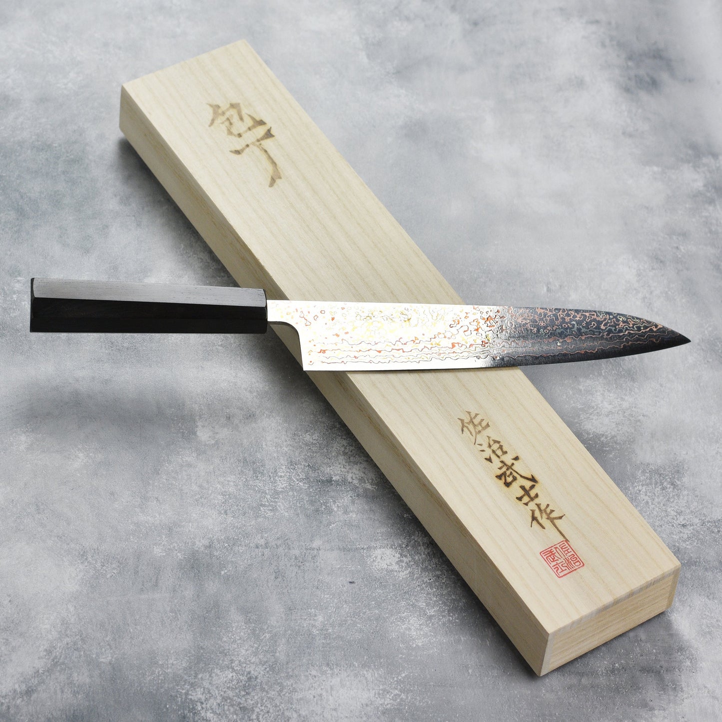 Saji Rainbow Damascus 9.4" Gyuto, Ebony