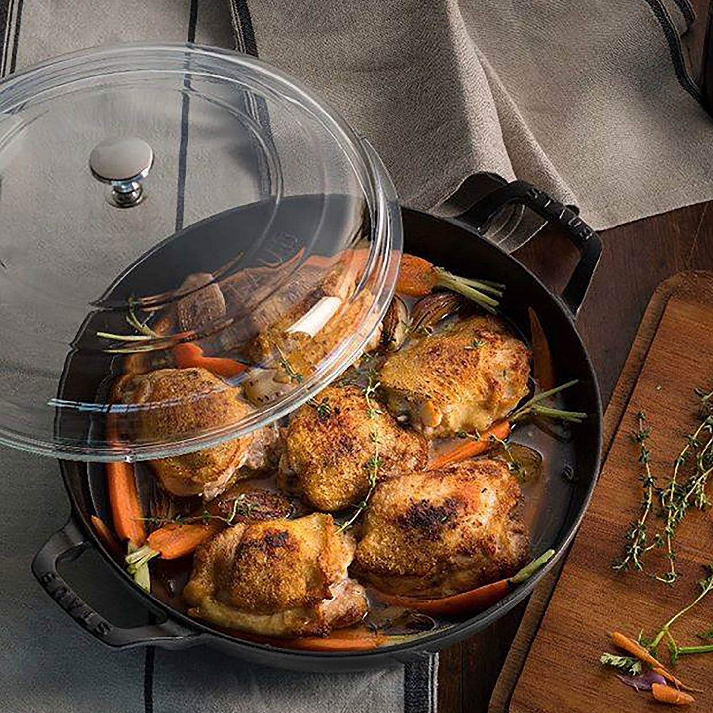 Staub 3.5-quart Matte Black Braiser with Glass Lid