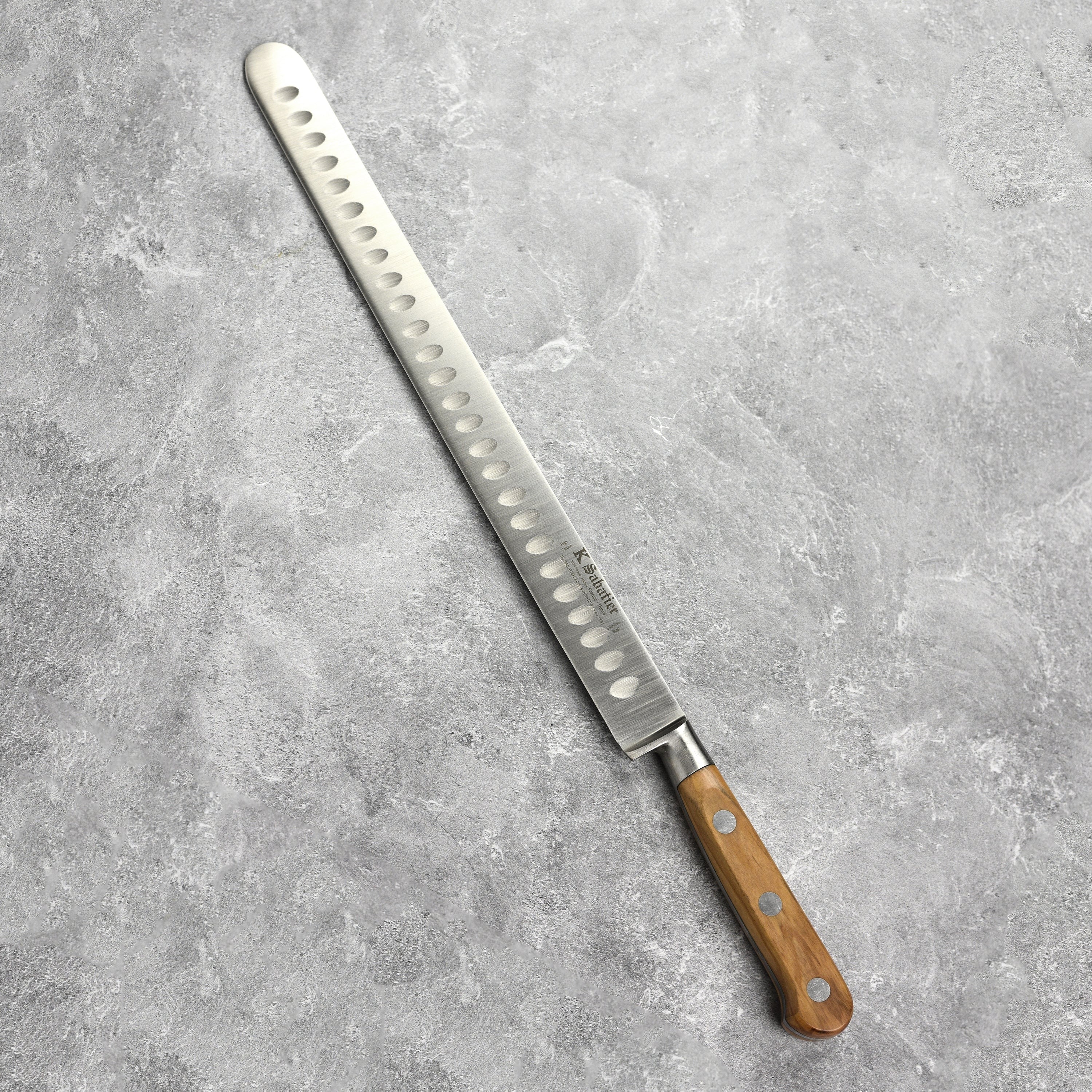 K Sabatier Olive Wood 12" Hollow Edge Slicing Knife