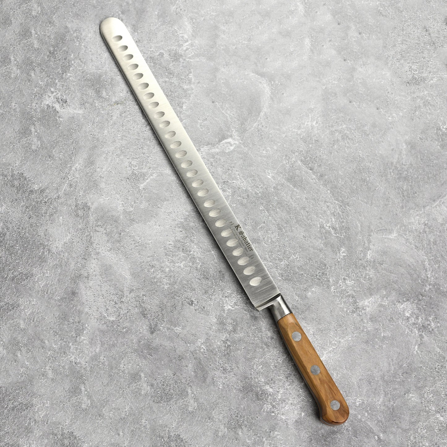 K Sabatier Olive Wood 12" Hollow Edge Slicing Knife