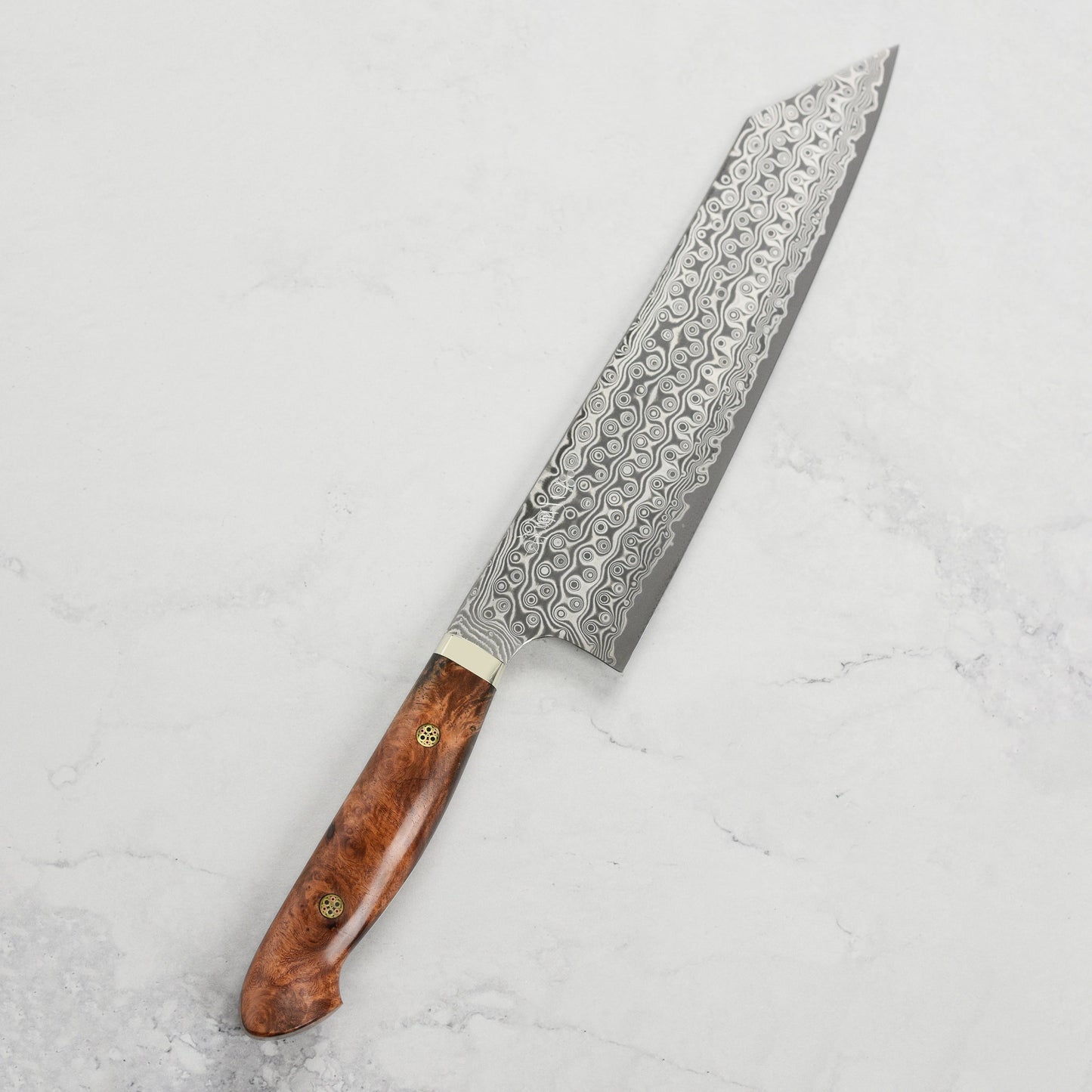 Nigara Anmon SG2 Damascus 9.4" Kiritsuke, Quince Wood