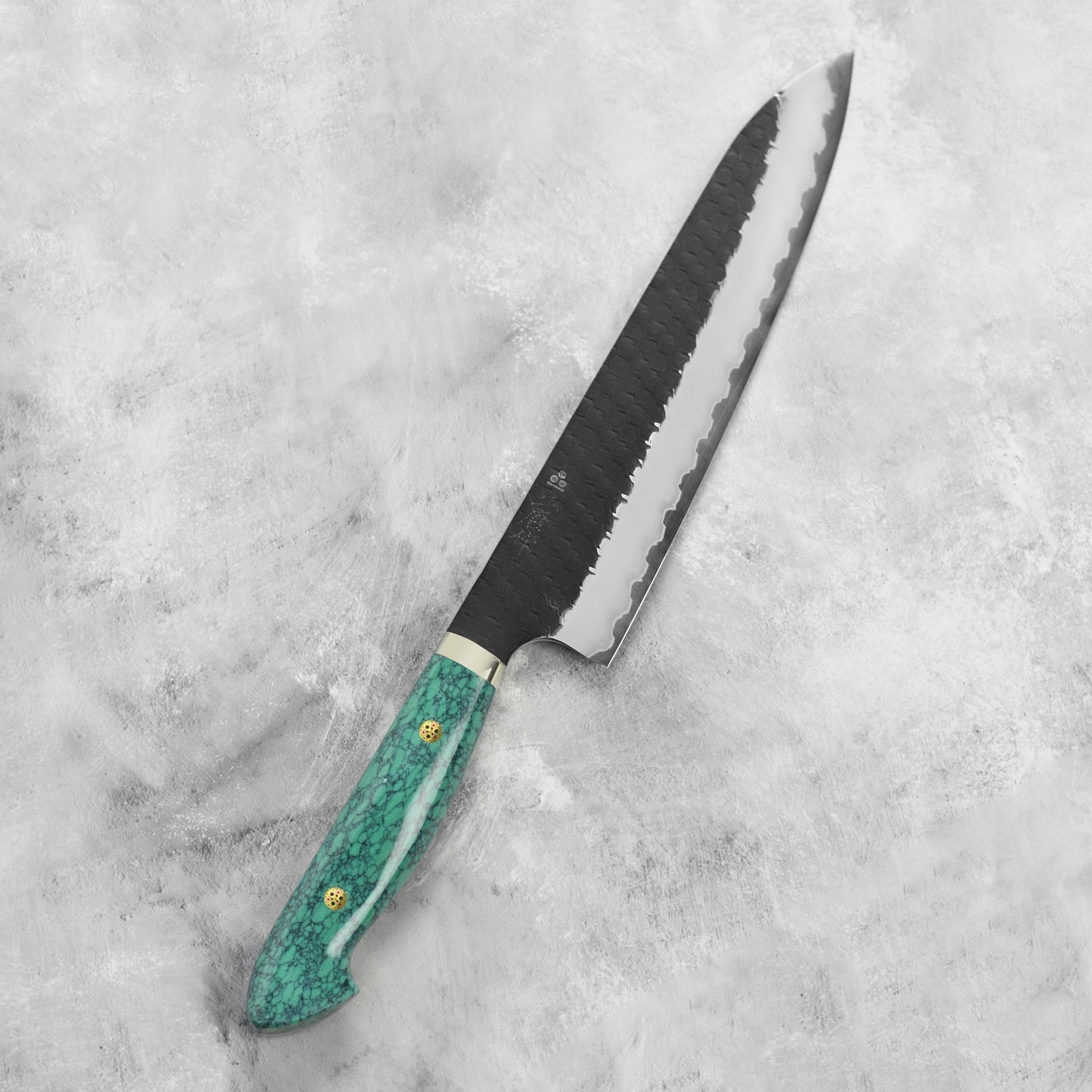 Nigara SG2 Kurouchi Tsuchime 9.4" Gyuto, Green Turquoise