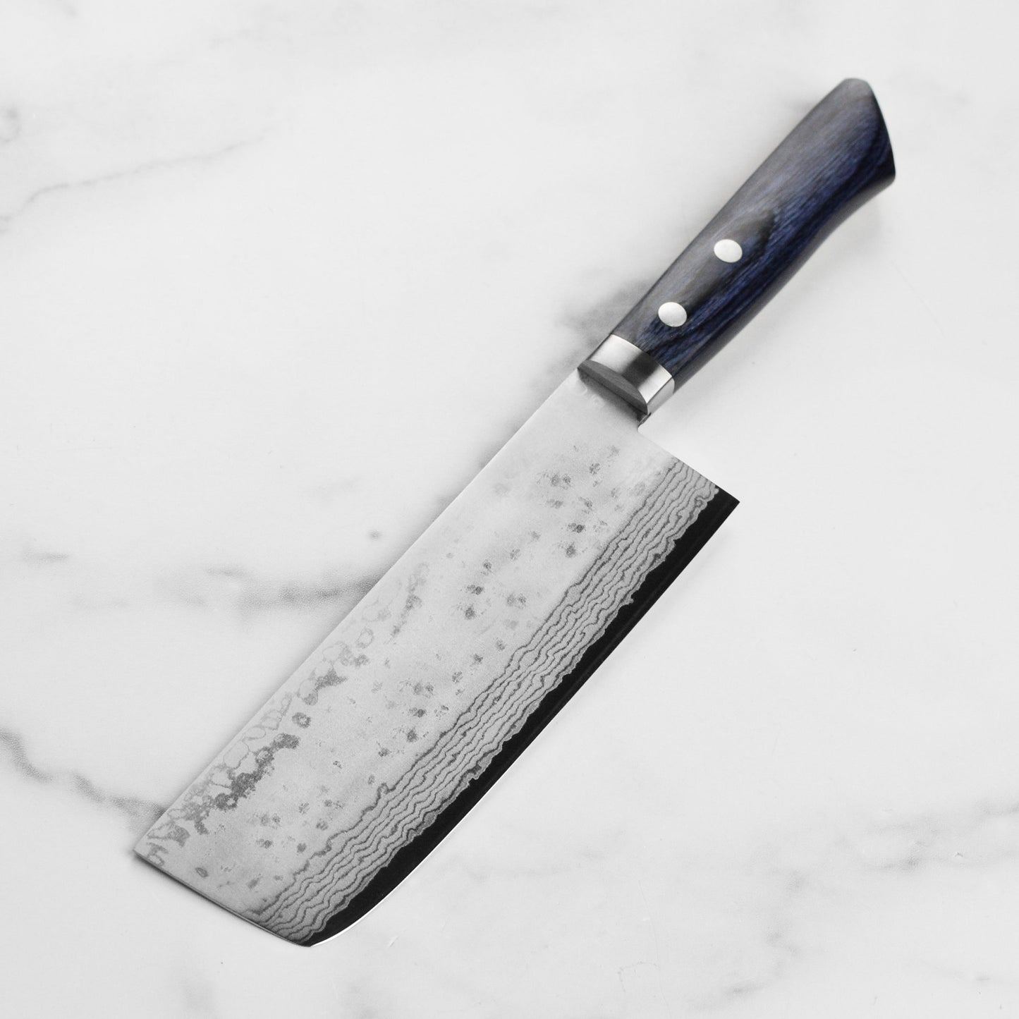 Masutani VG10 Damascus 6.7" Tall Nakiri, Blue Handle