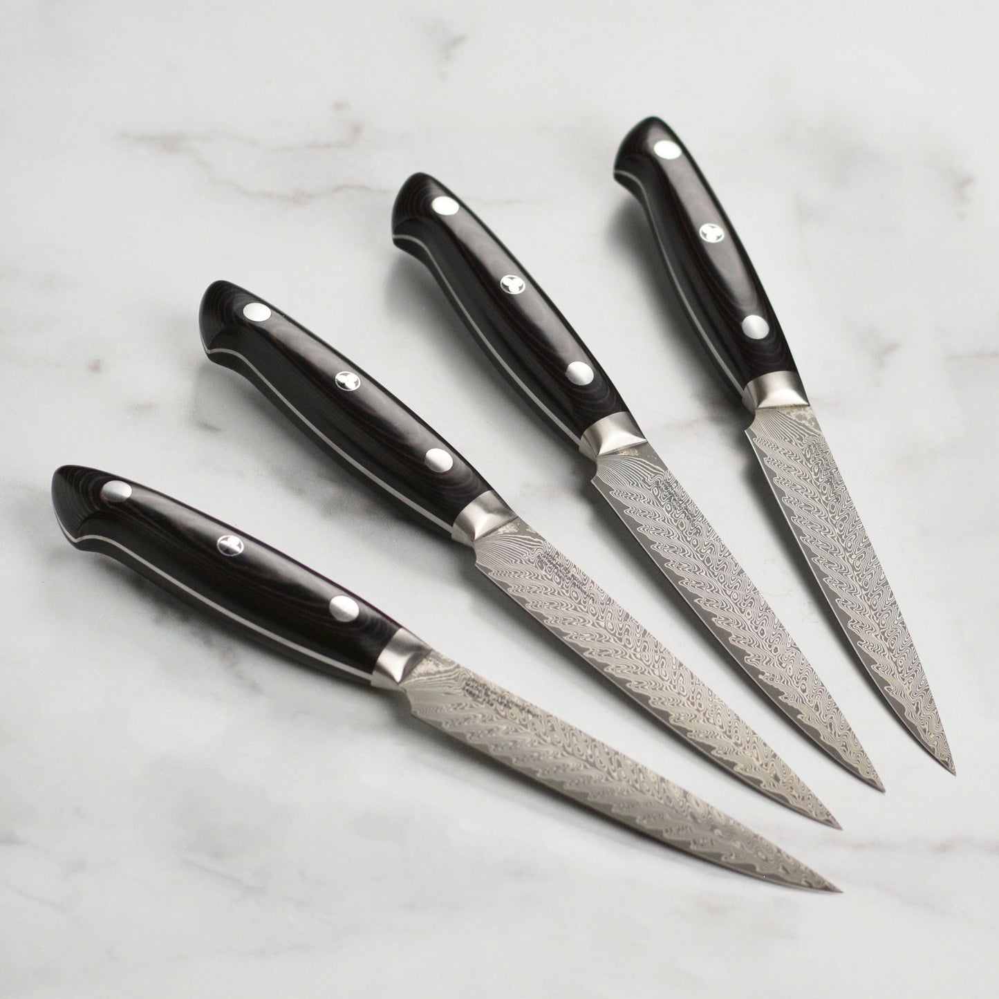 Kramer Stainless Damascus 4 Piece Steak Knife Set with Presentation Chest