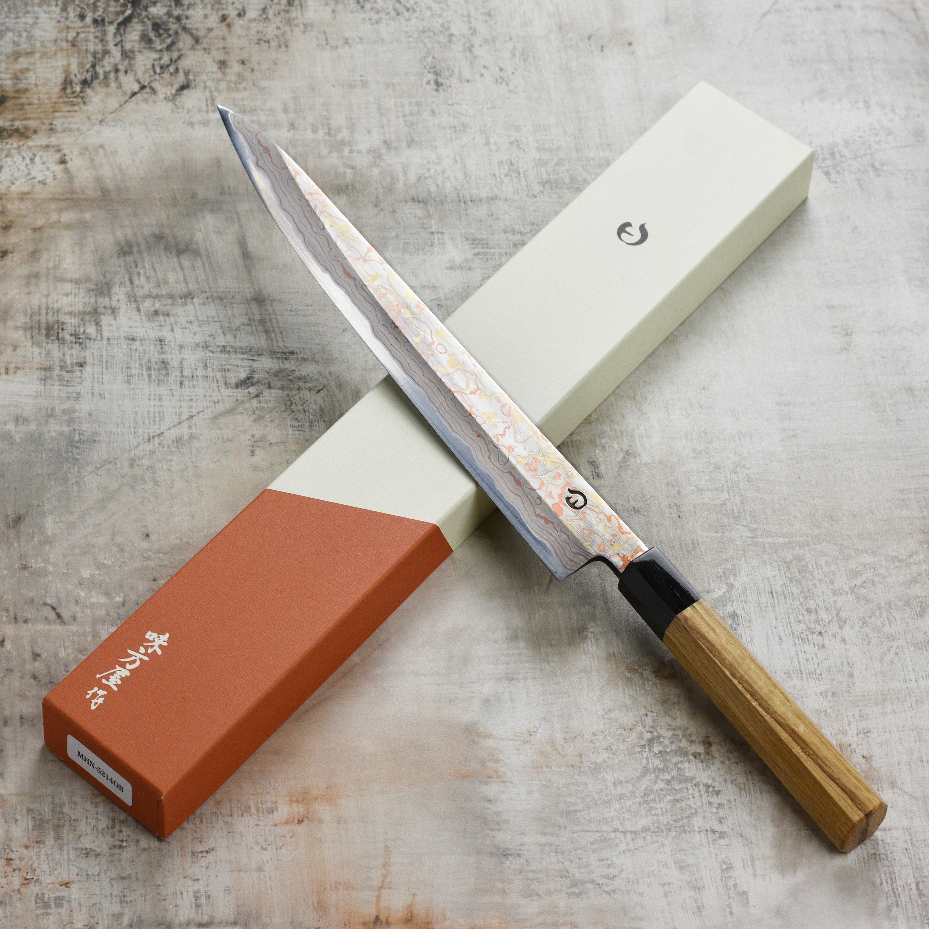 Hinoura Aogami #2 Colored Damascus 10.6" Sujihiki