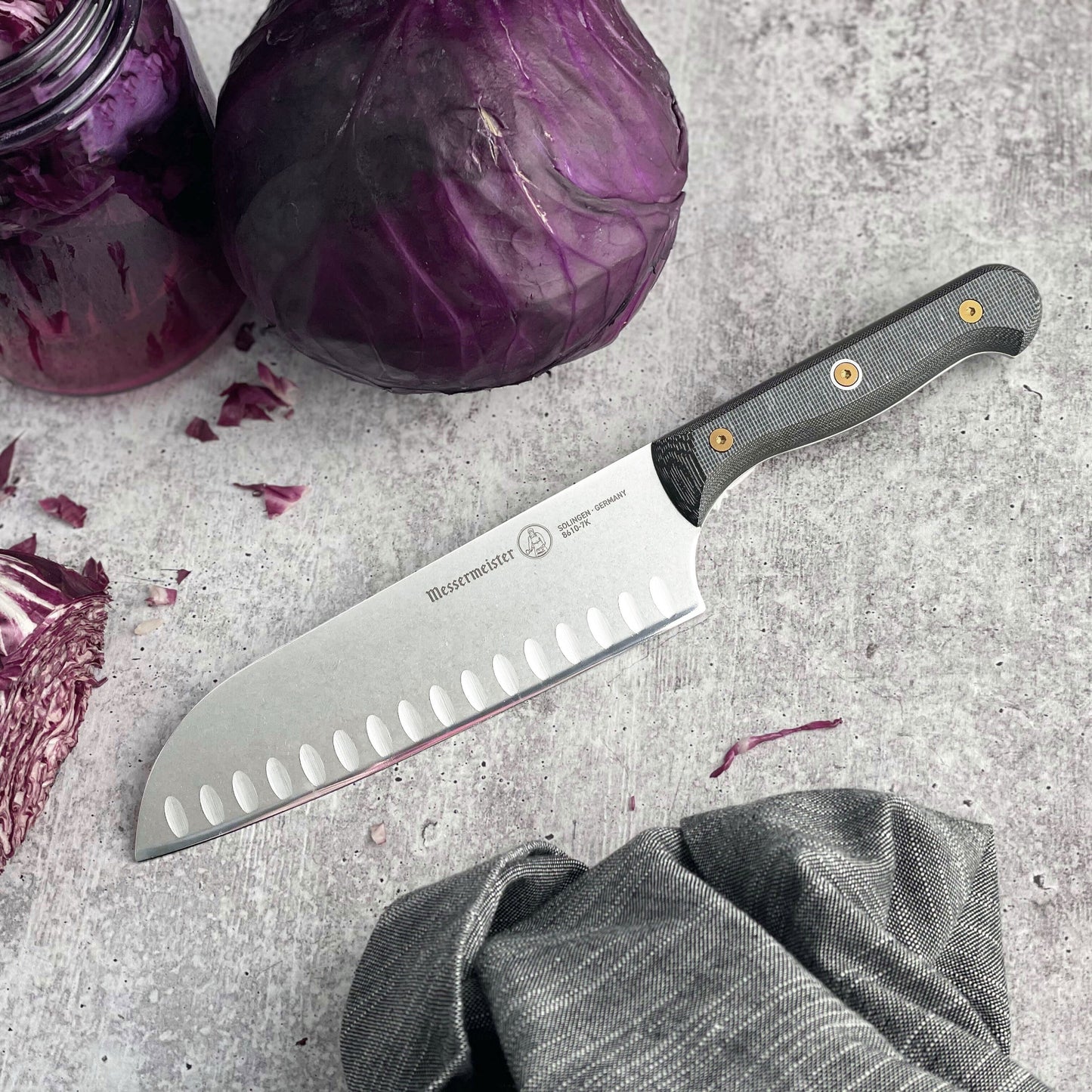 Messermeister Custom Micarta 7" Hollow Edge Santoku Knife
