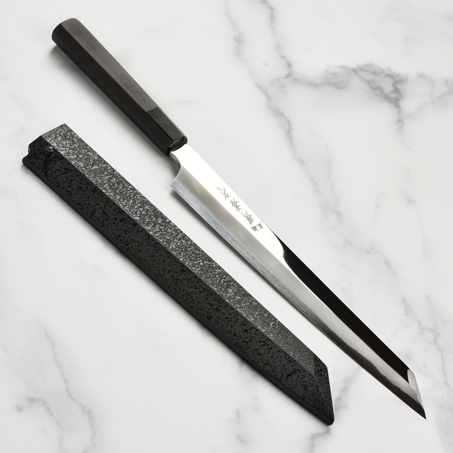 Takayuki x Itsuo Doi Hien Aogami #2 Single-Bevel 10.6" Kengata Yanagiba with Saya