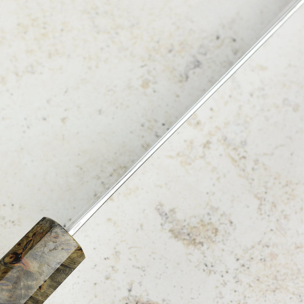 Hatsukokoro Ryuhyo SG2 Damascus 7" Bunka, Stabilized Birch