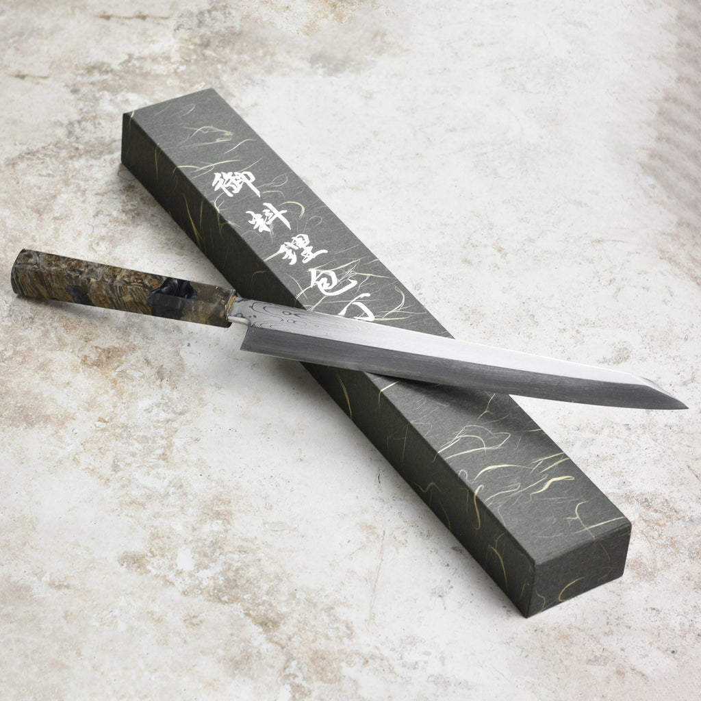 Nakagawa Aogami #1 Damascus 10.6" Single-Bevel Kiritsuke Yanagiba