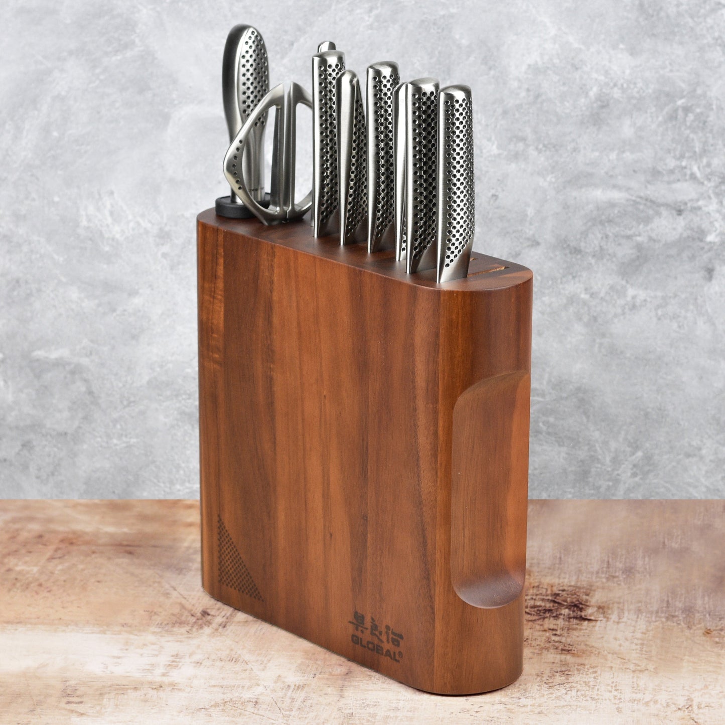 Global Kanpeki 10 Piece Knife Block Set, Acacia