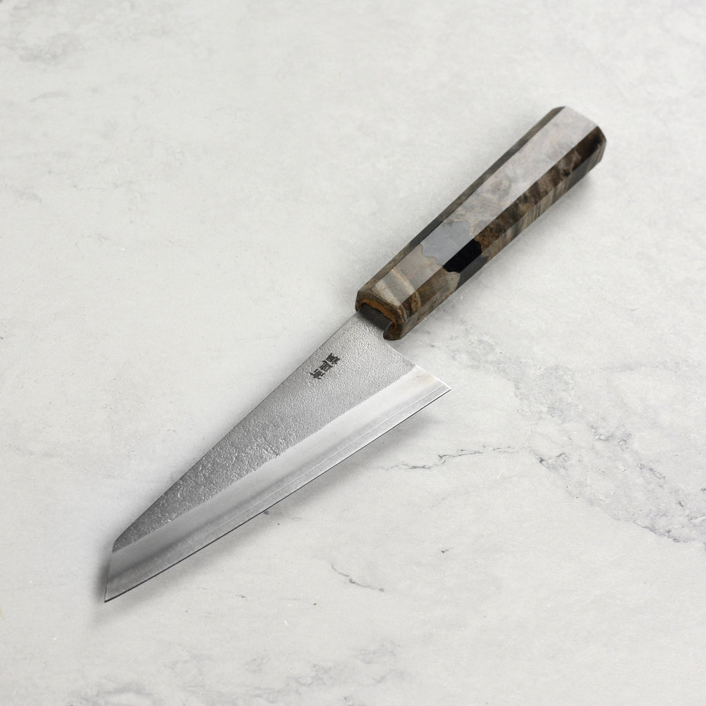 Yoshikane SKD Nashiji Stainless Clad 5.9" Honesuki, Stabilized Birch