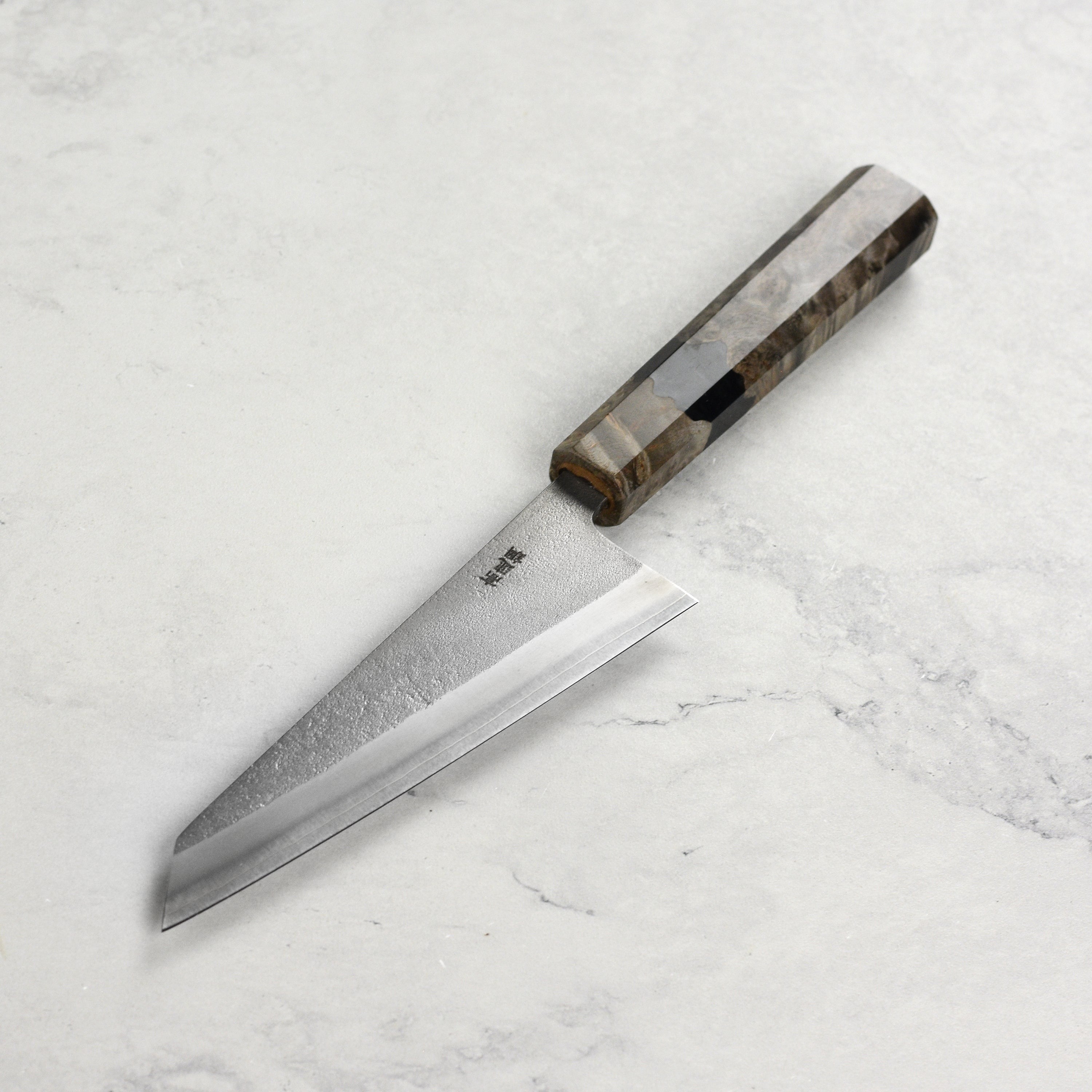 Yoshikane SKD Nashiji Stainless Clad 5.9" Honesuki, Stabilized Birch