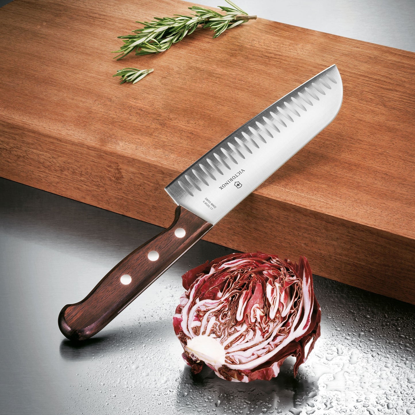 Victorinox Wood 7" Hollow Edge Santoku Knife