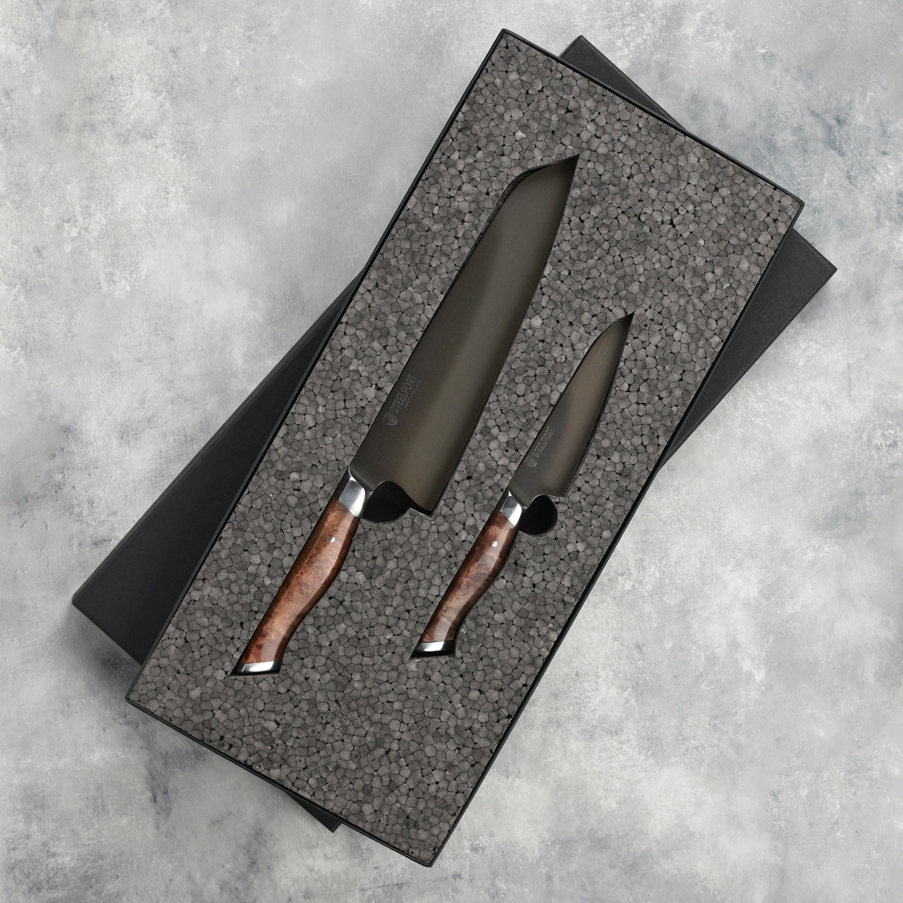 Steelport Carbon Steel 2 Piece Starter Knife Set with Oregon Maple Magnetic Sheaths