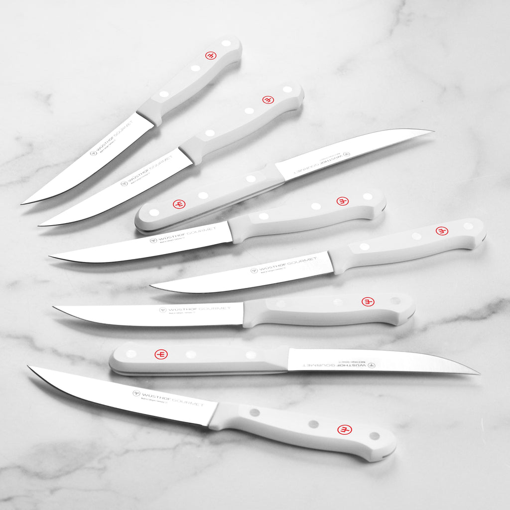 Wusthof Gourmet 8 Piece Steak Knife Set with Case, White Handles