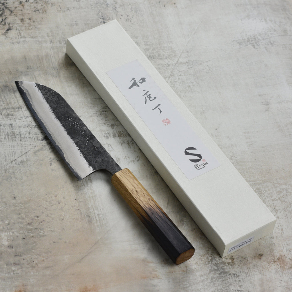 Matsubara Shirogami #1 Kurouchi Stainless Clad 6.5" Santoku