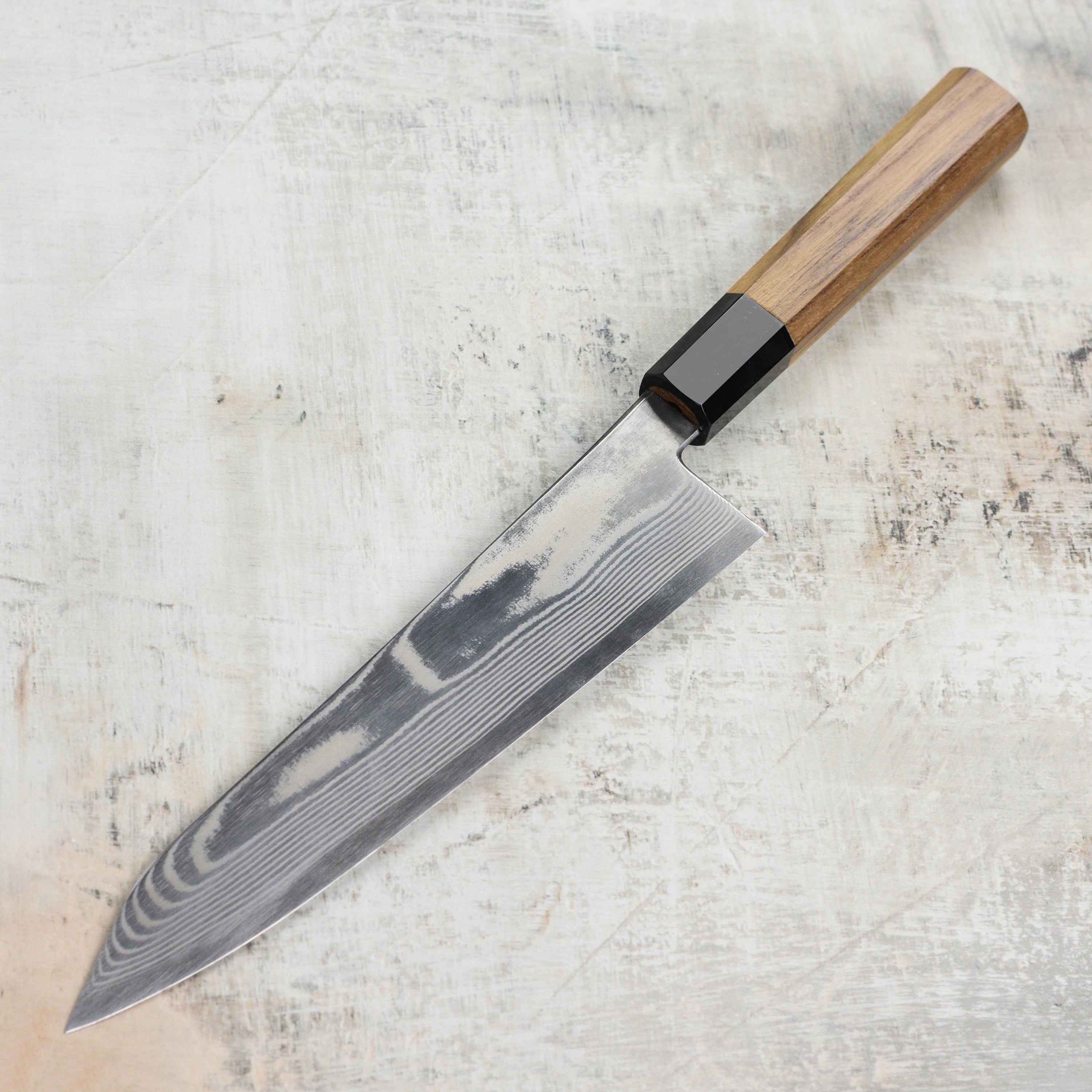 Hatsukokoro Ginsou Ginsan Damascus 8.25" Kiritsuke Gyuto