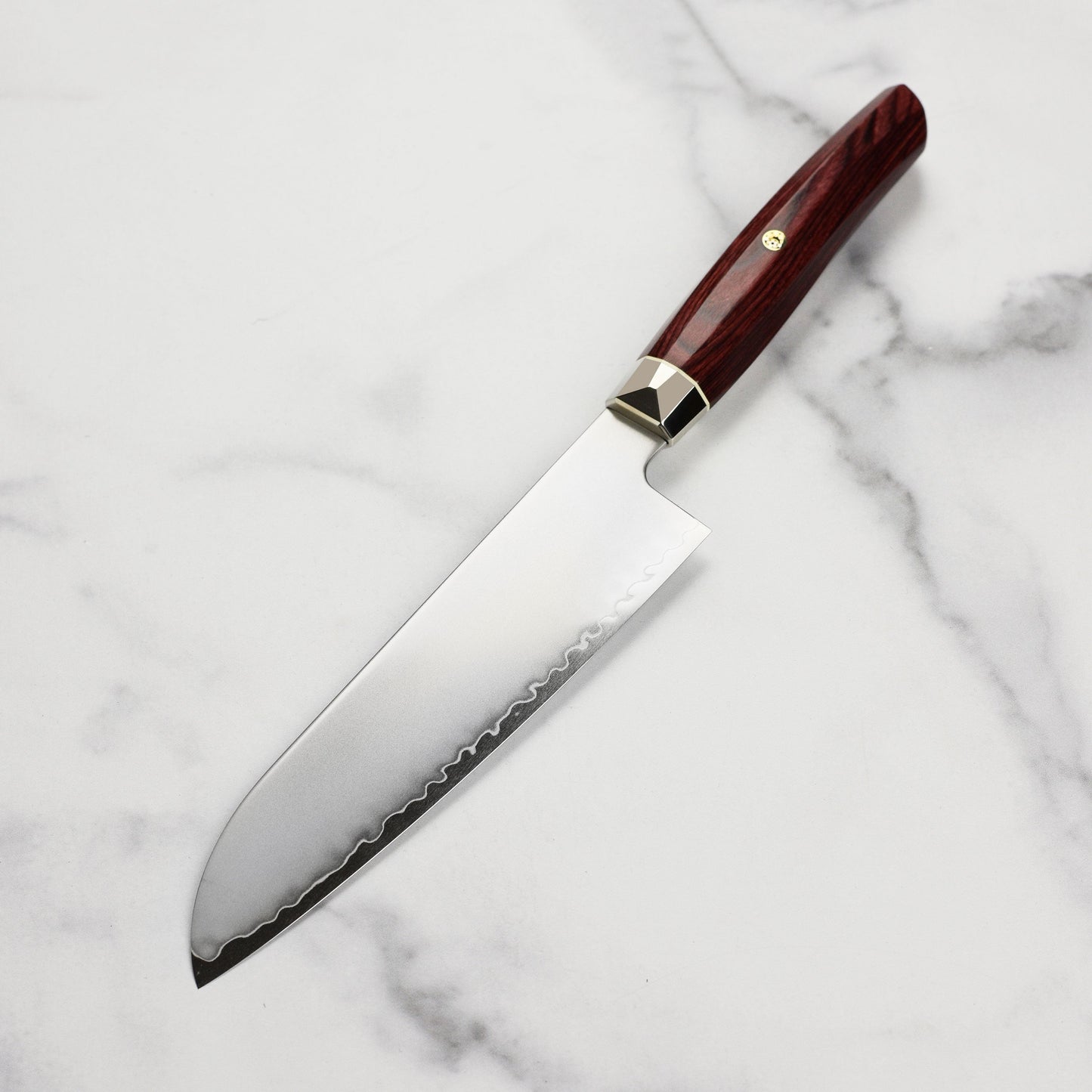 Zanmai Revolution SG2 7" Santoku Knife with Red Pakkawood Handle