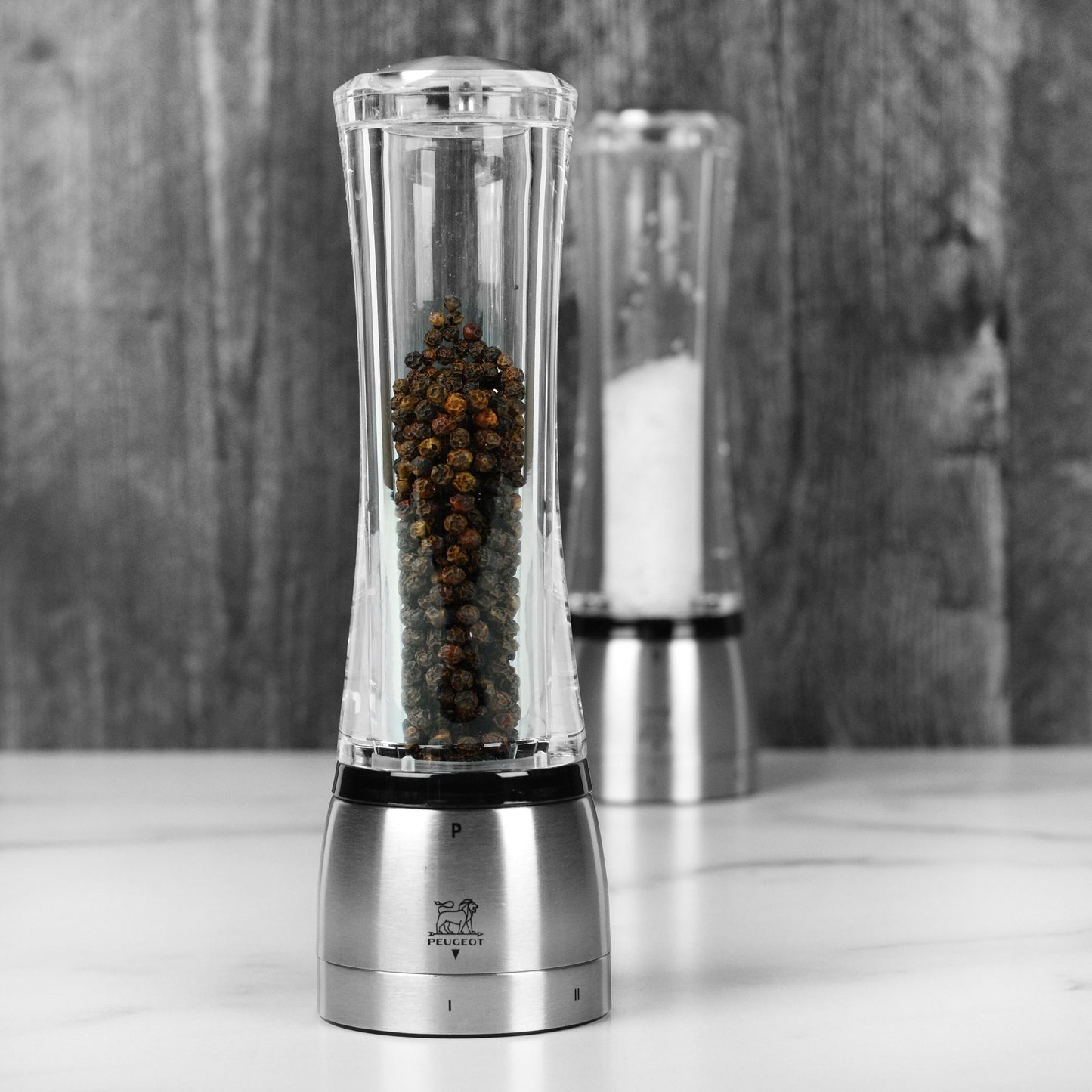 Peugeot Daman 8" u'Select Acrylic & Stainless Steel Salt & Pepper Mill Set