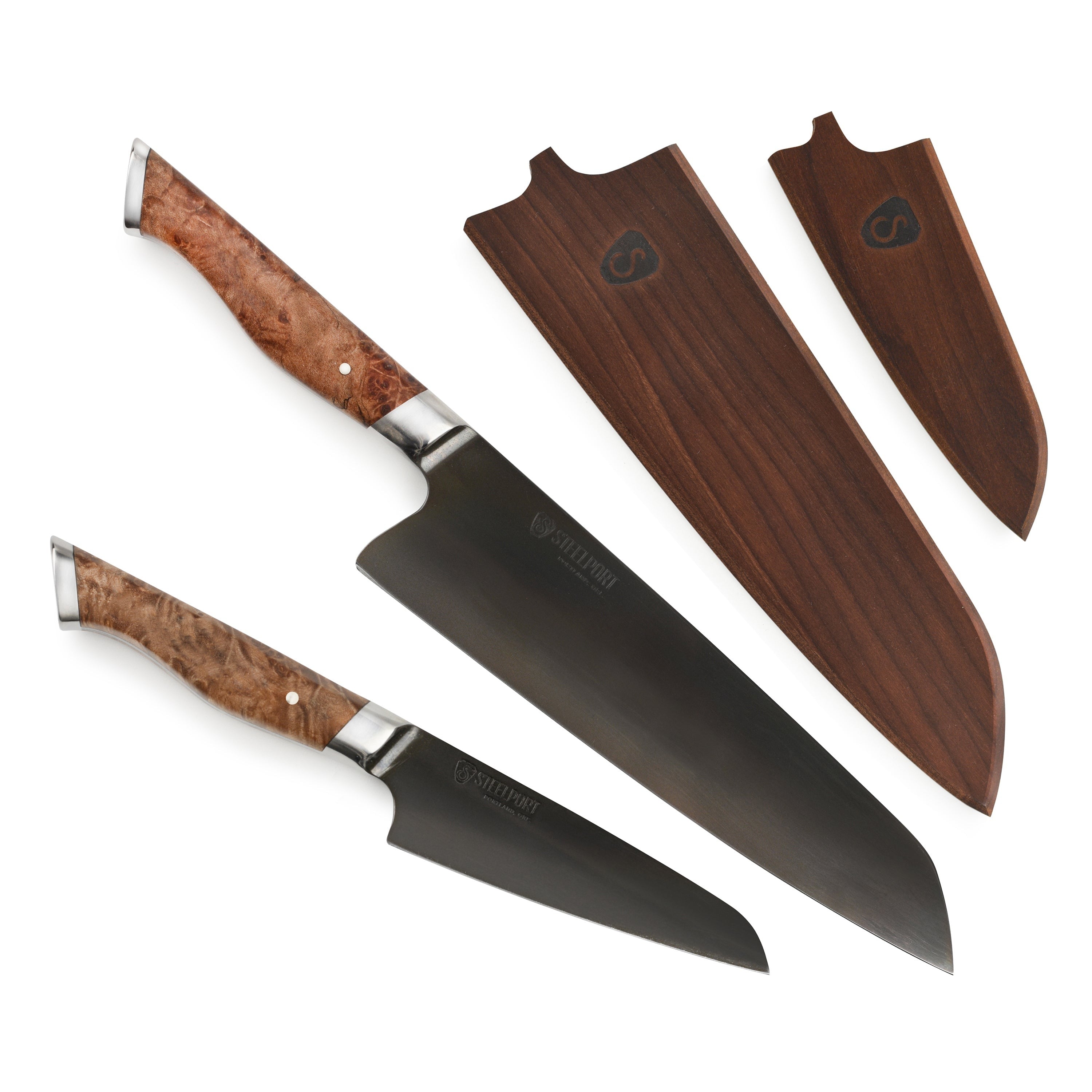 Steelport Carbon Steel 2 Piece Starter Knife Set with Oregon Maple Magnetic Sheaths