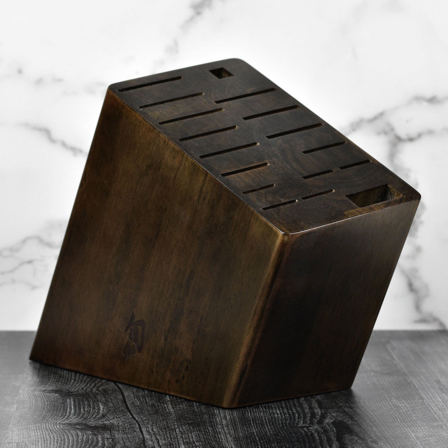 Shun 17 Slot Angled Knife Block, Walnut Finish