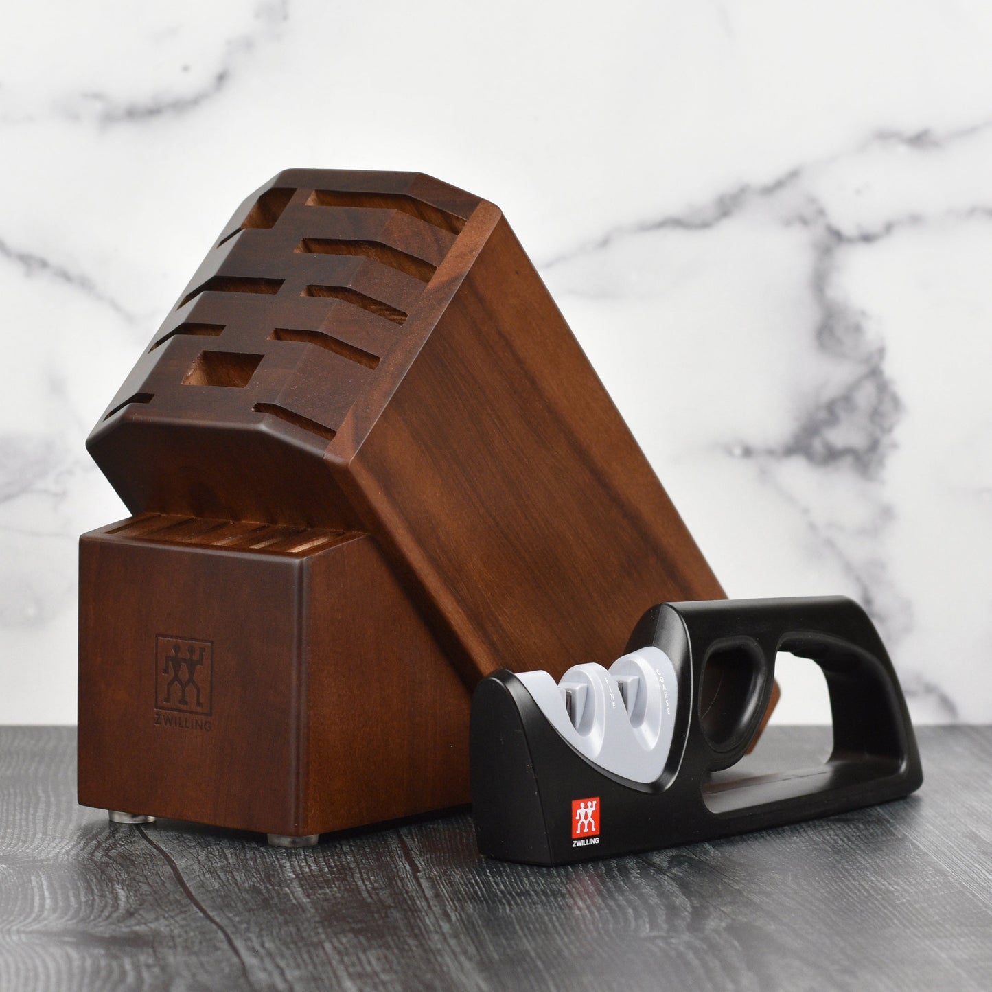 Zwilling Pro 7 Piece Acacia Knife Block Set with Bonus Sharpener