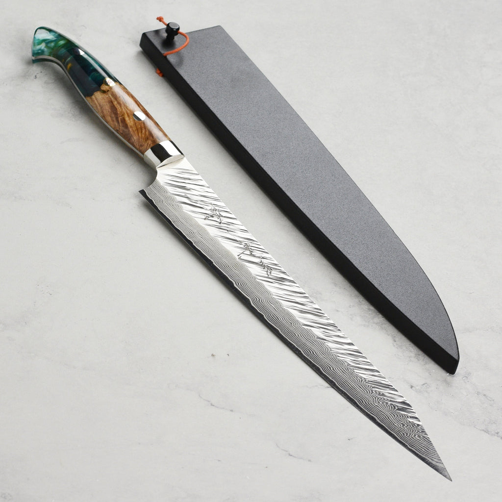 Kurosaki Fujin Forged SG2 Damascus 9.4" Sujihiki with Saya