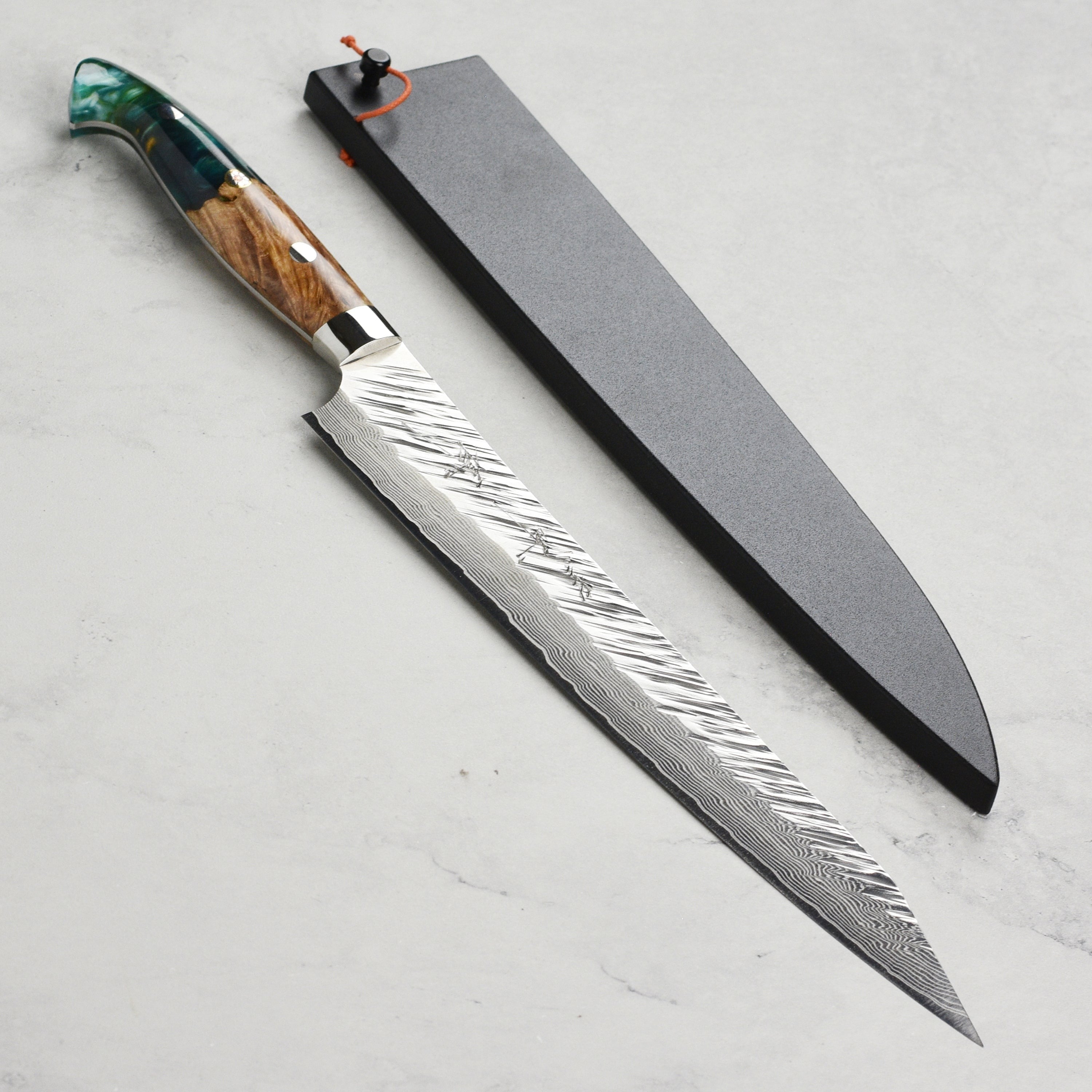 Kurosaki Fujin Forged SG2 Damascus 9.4" Sujihiki with Saya