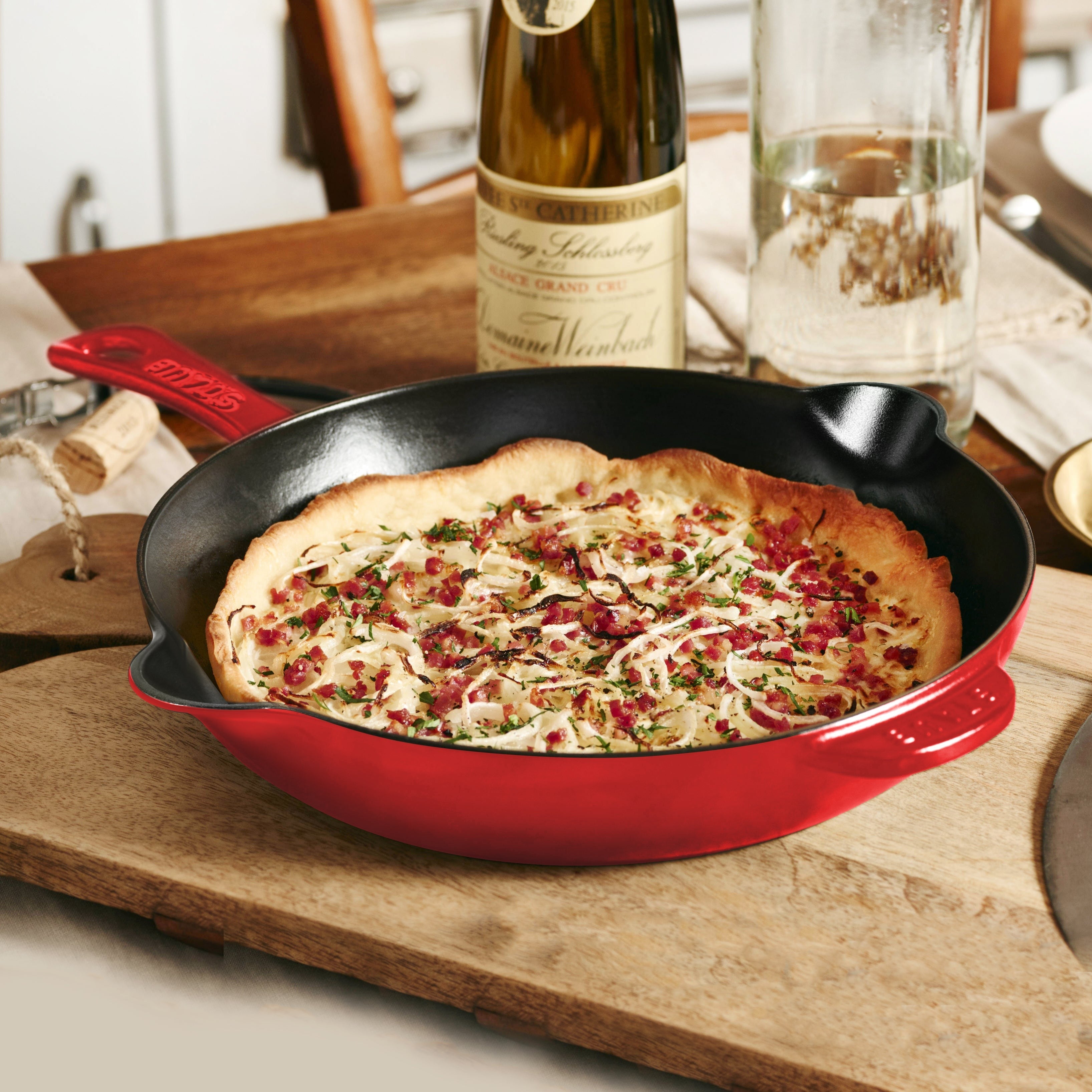 Staub 11" Cherry Red Cast Iron Deep Traditional Skillet