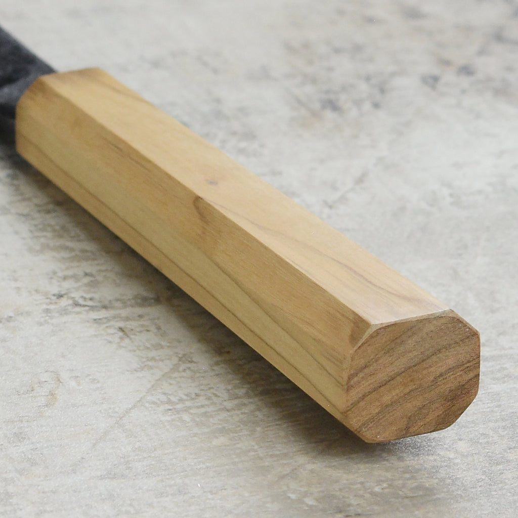 Hatsukokoro Kurogane Aogami #2 Kurouchi 8.25" Kiritsuke Gyuto, Olivewood