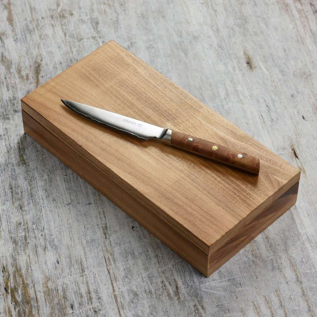 Enso Modern 4 Piece Steak Knife Set, Birchwood