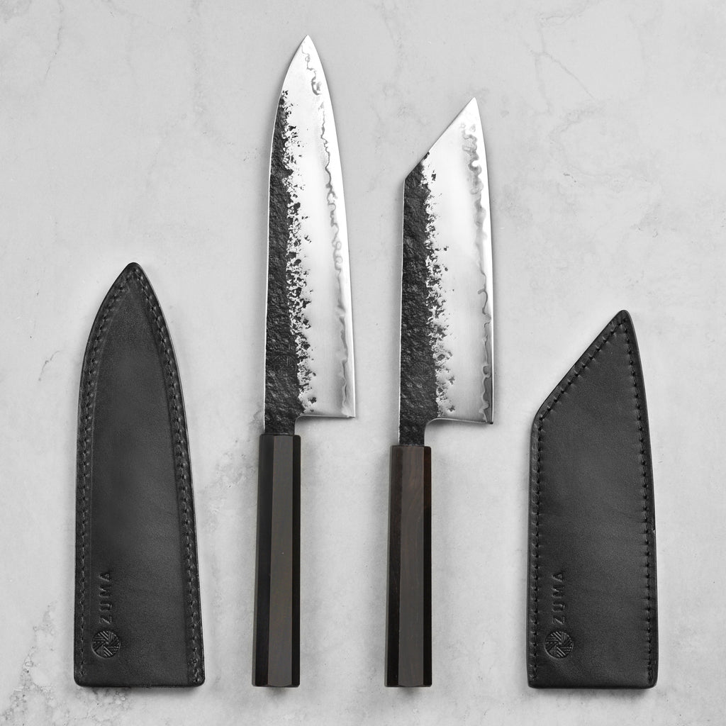 Zuma Black Forged Bunka & Chef's Knife Set with Sheaths