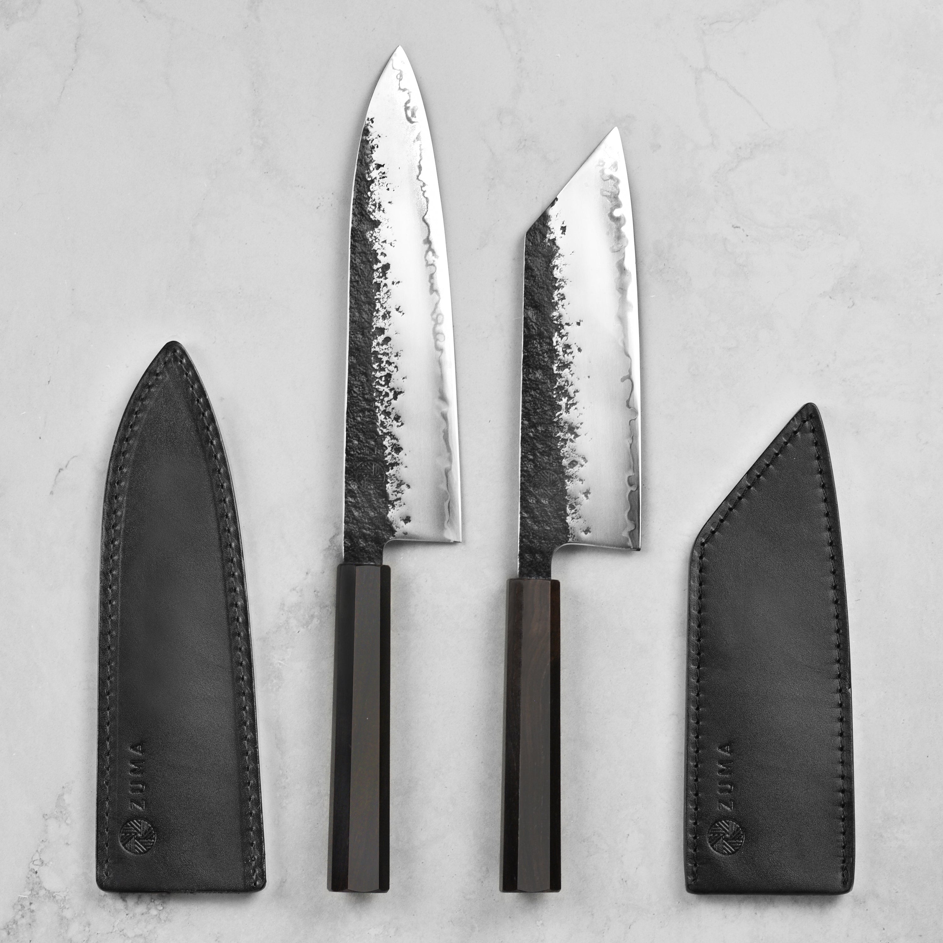Zuma Black Forged Bunka & Chef's Knife Set with Sheaths