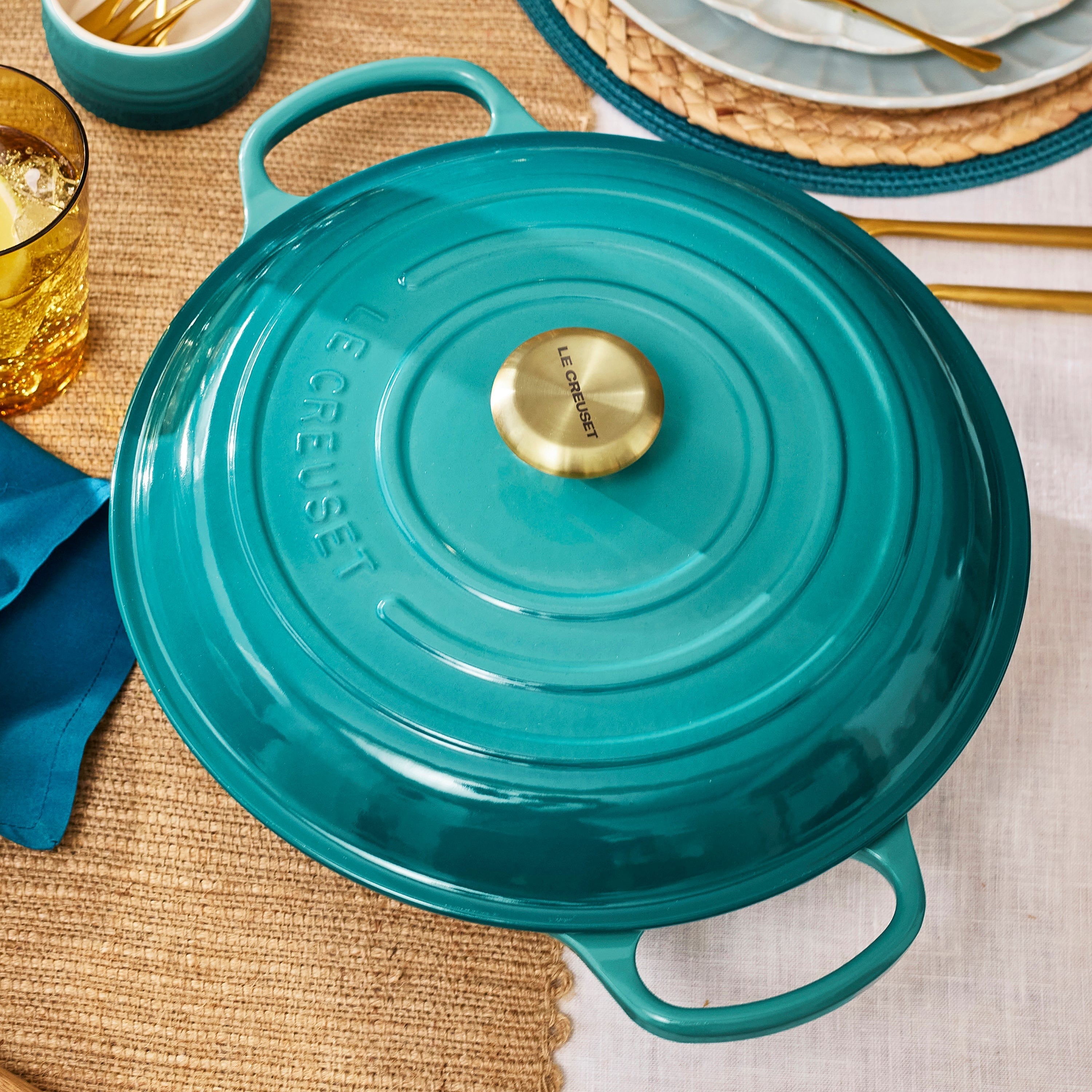 Le Creuset Signature Cast Iron 3.5-quart Bleu Riviera Braiser