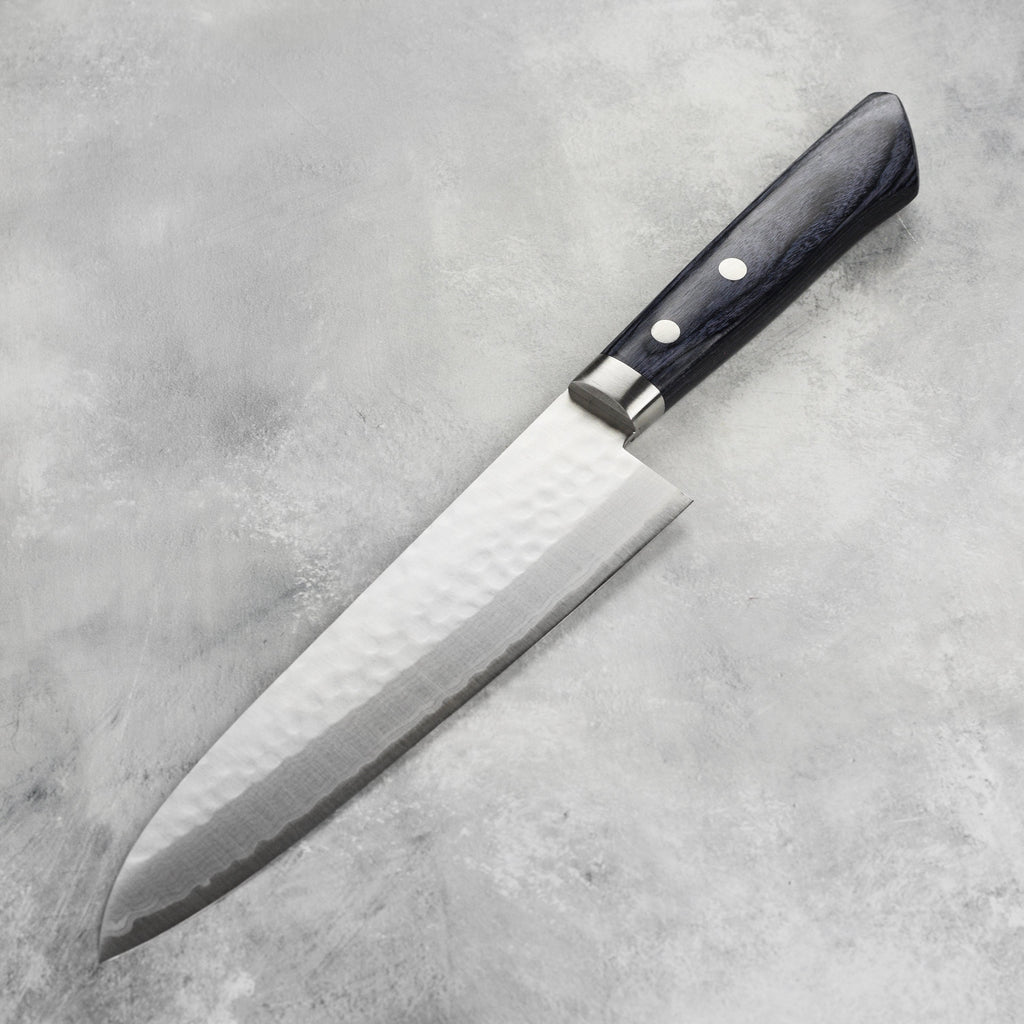 Masutani VG10 Hammered Damascus 7" Gyuto, Blue Handle