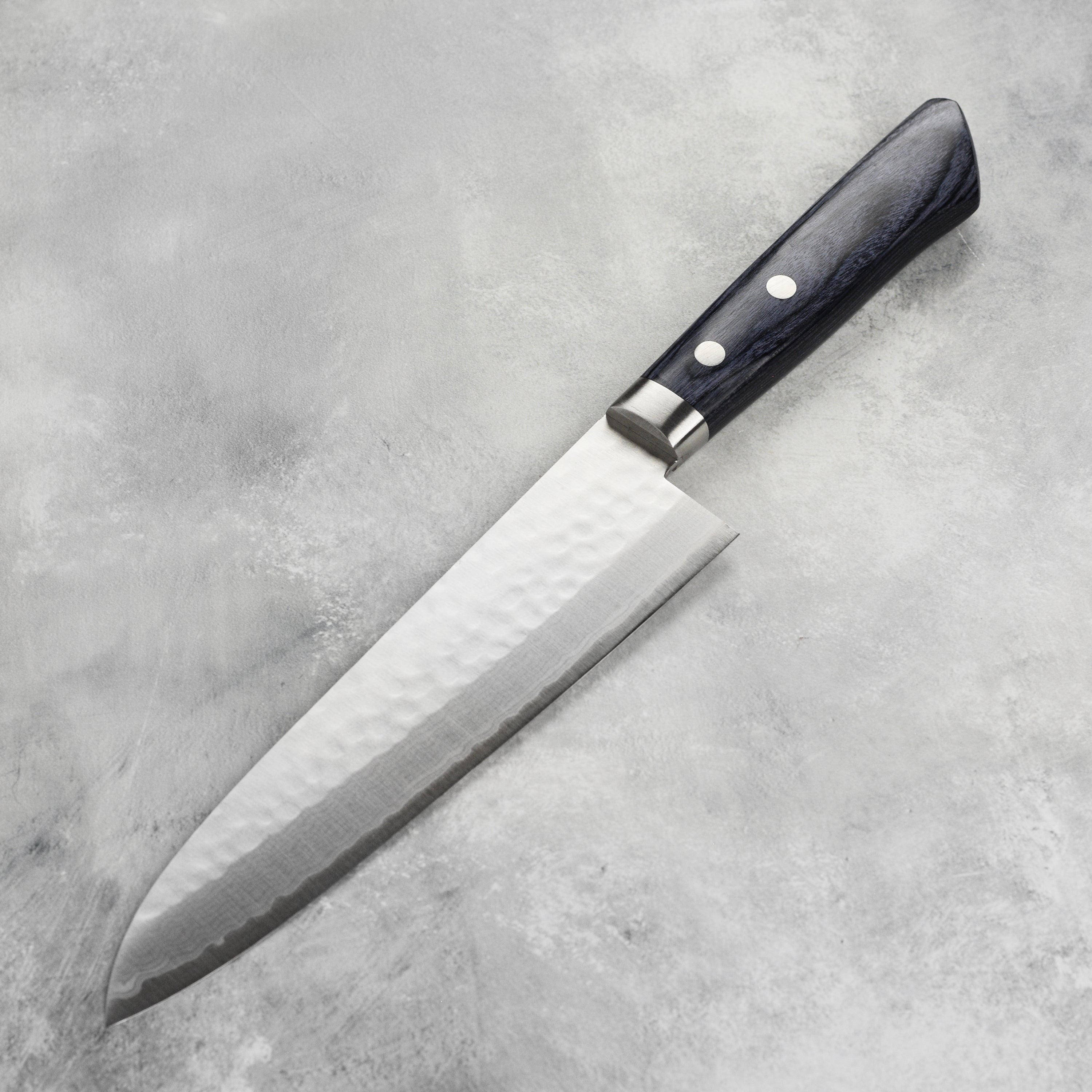 Masutani VG10 Hammered Damascus 7" Gyuto, Blue Handle